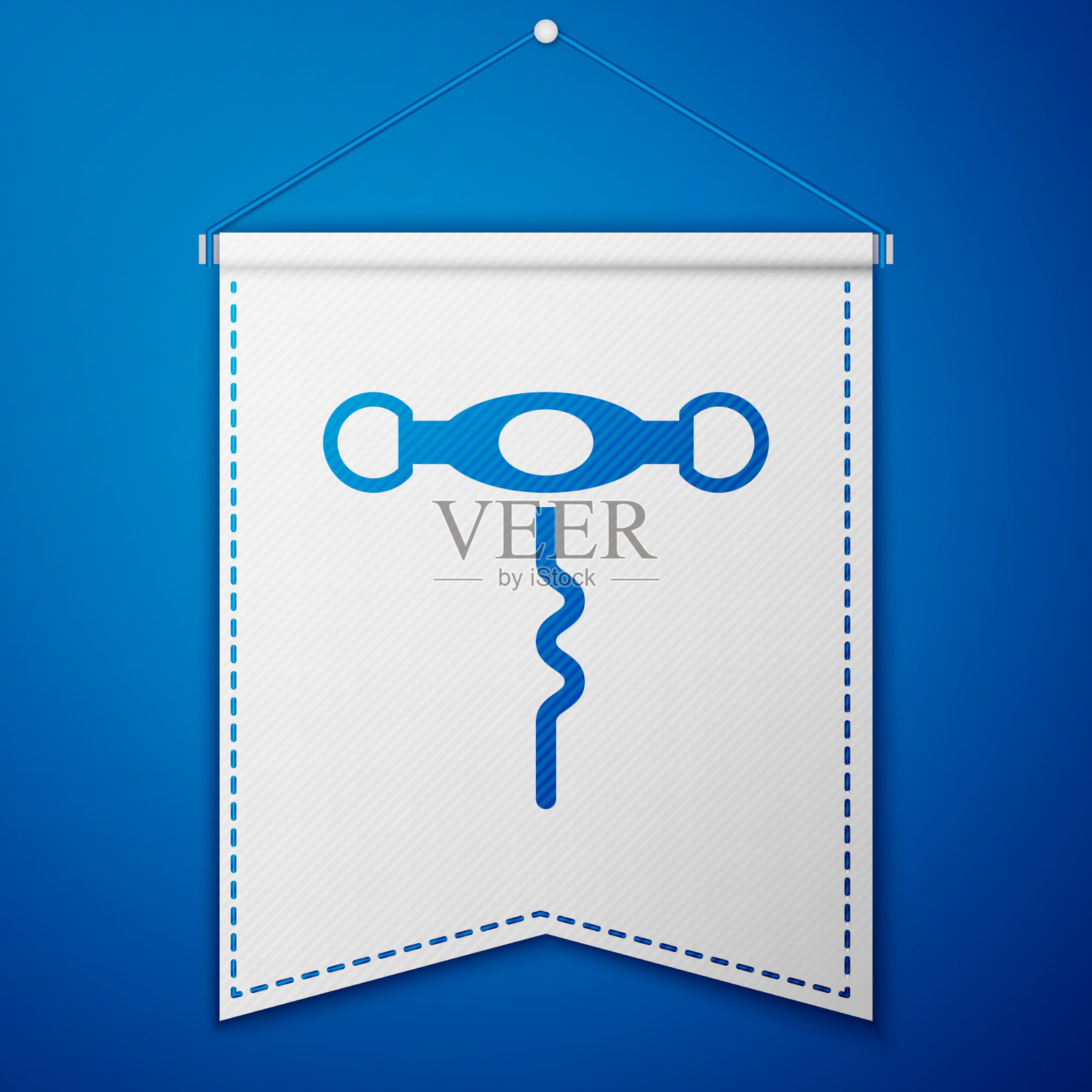 蓝色葡萄酒瓶塞图标孤立在蓝色插画图片素材