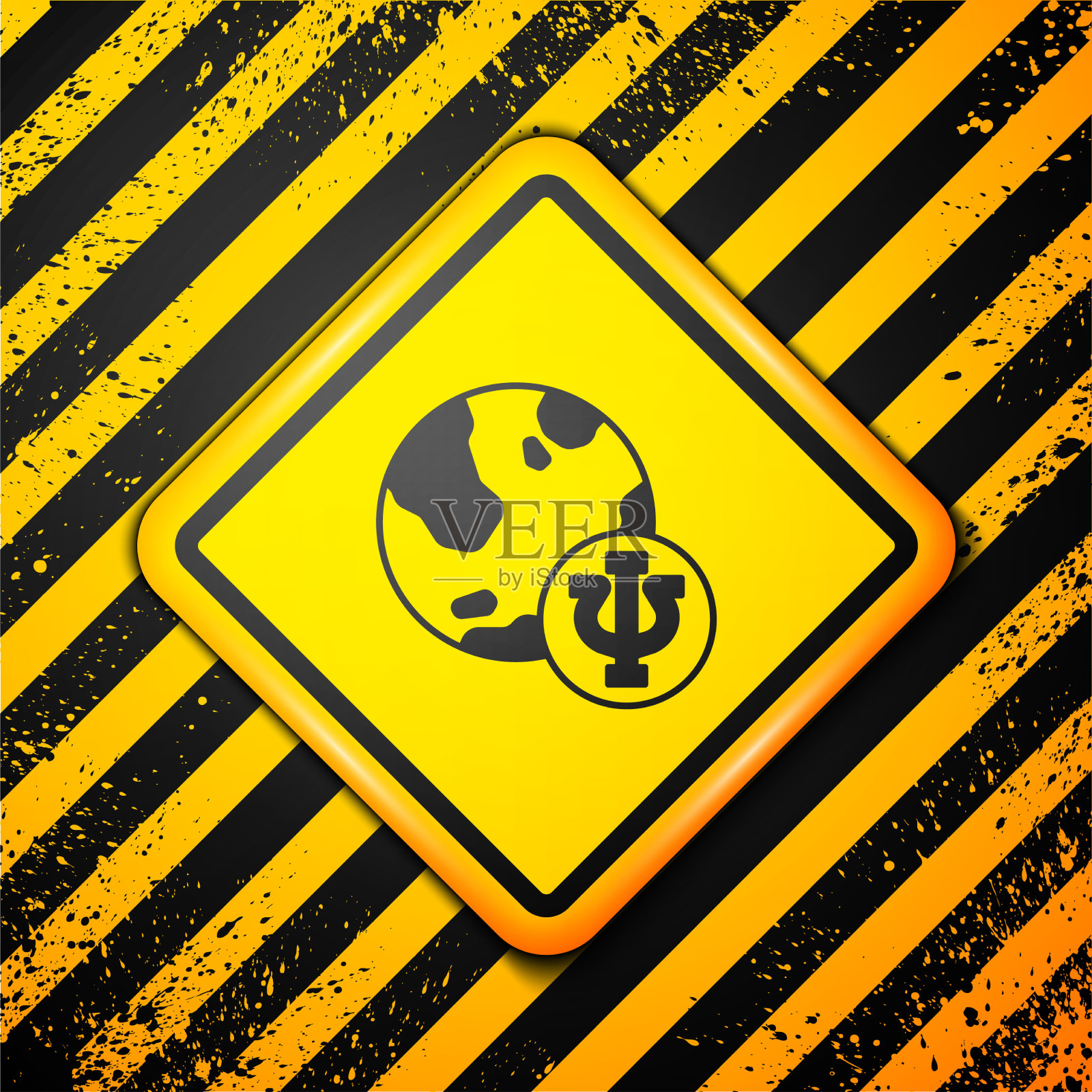 黑色心理学图标孤立在黄色上插画图片素材