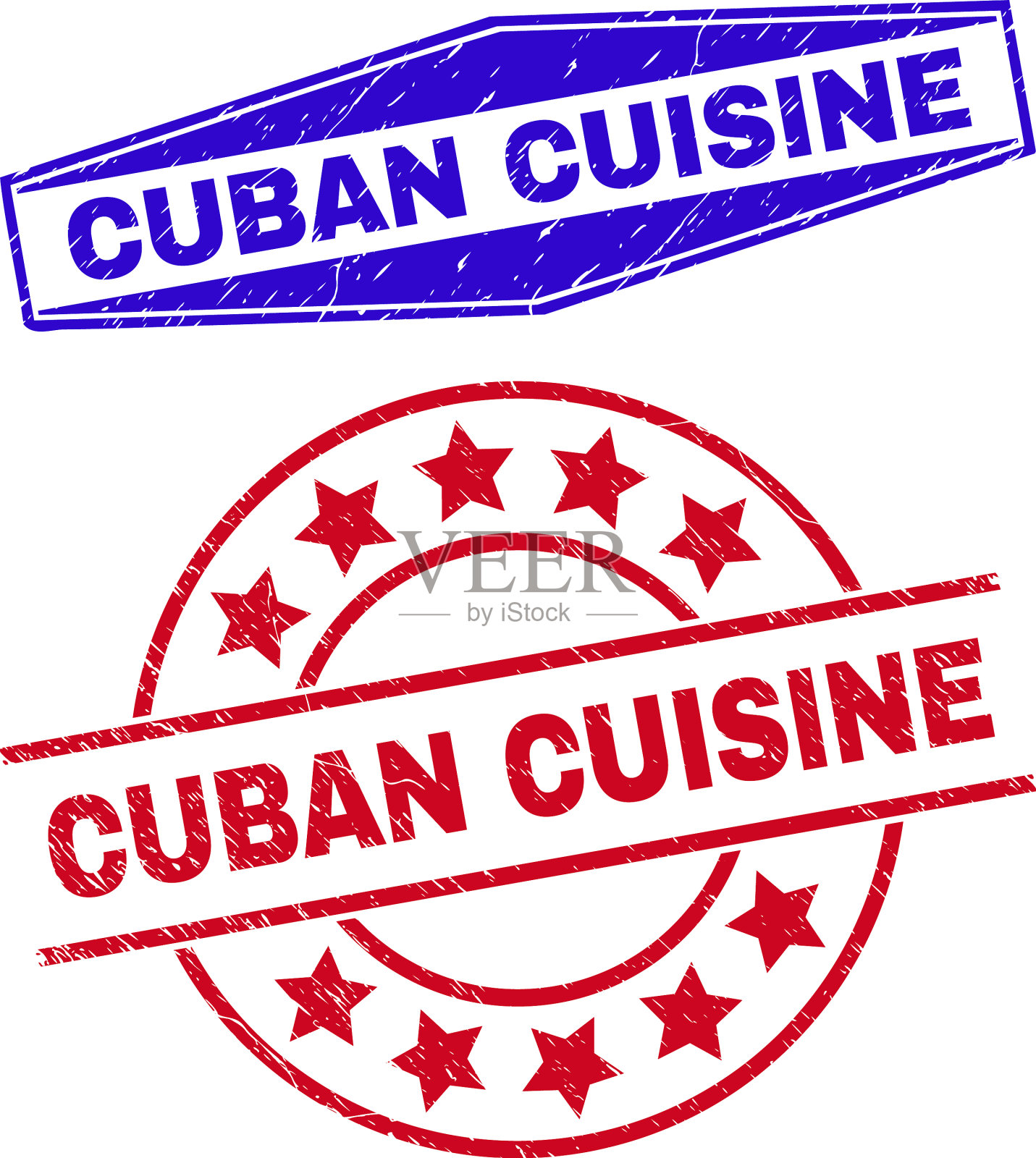 古巴美食的圆形和有纹理的印章插画图片素材
