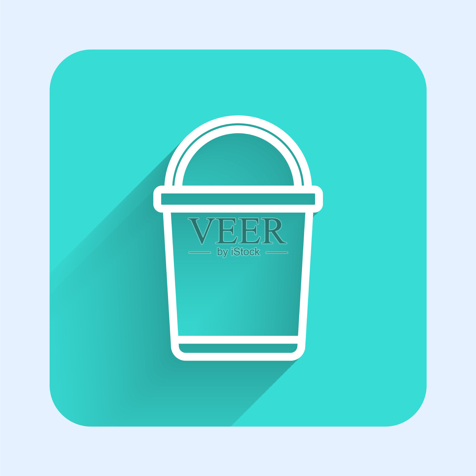 白线桶图标与长阴影隔离插画图片素材