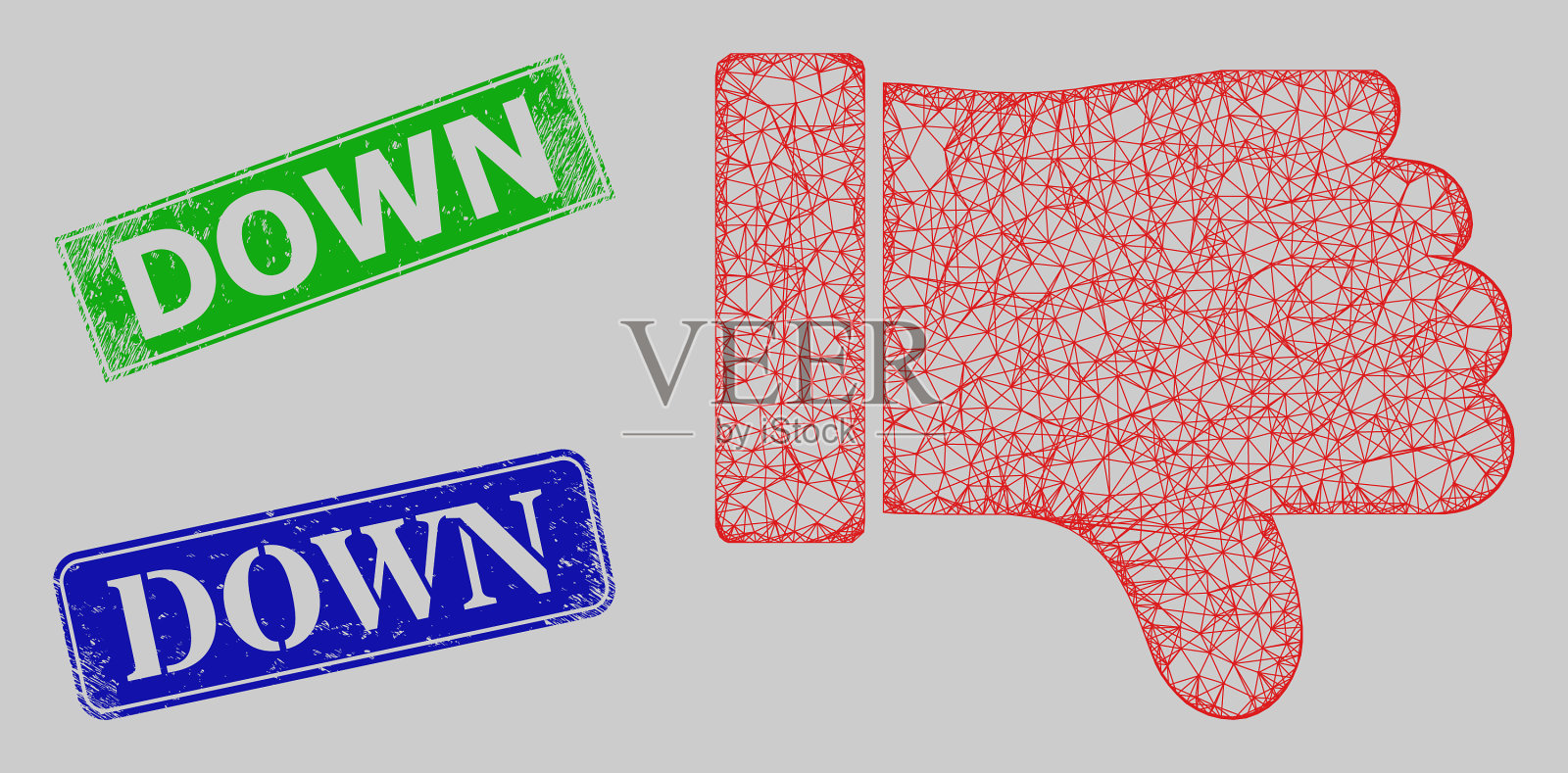 划掉印章，拇指朝下划插画图片素材