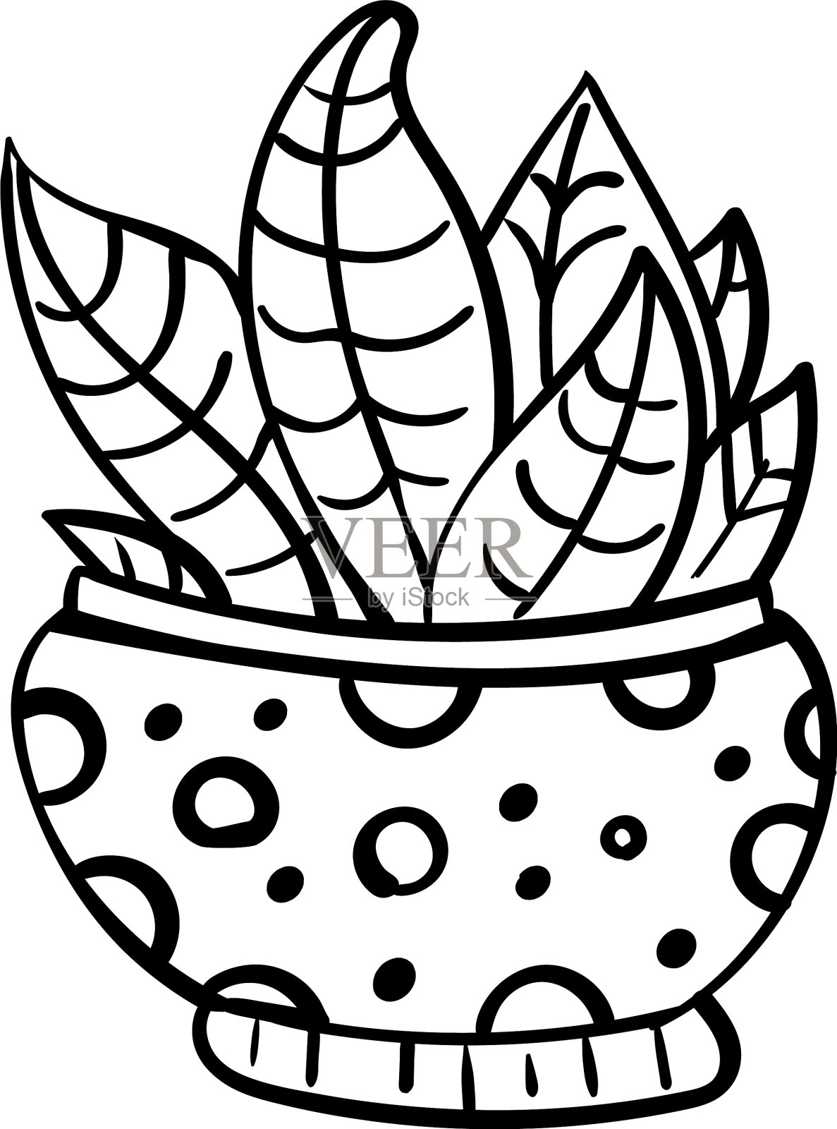 芦荟在花盆里上色插画图片素材