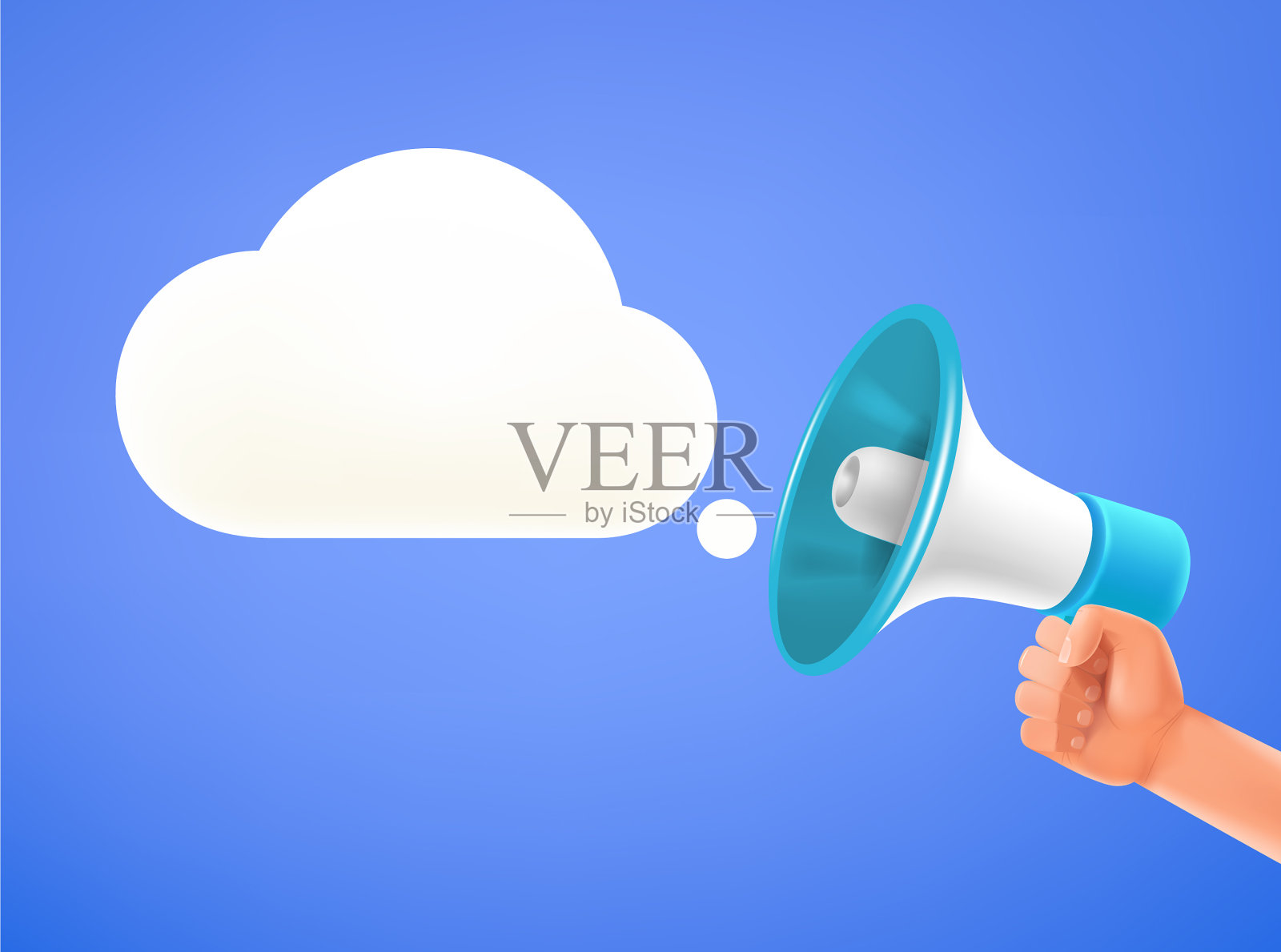 手拿大扩音器和语音气泡插画图片素材