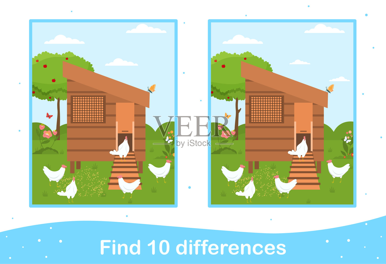 为孩子们找差异的复活节工作表游戏插画图片素材