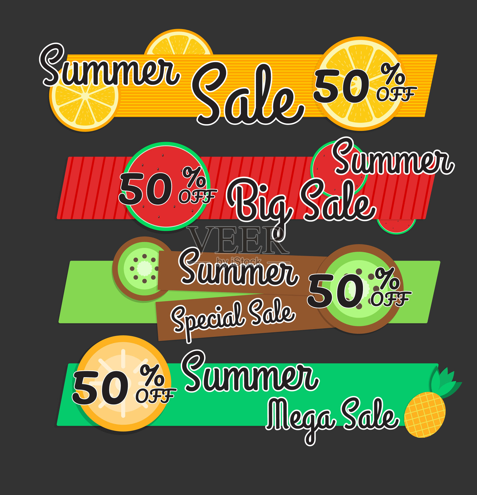 夏季销售标签设置销售标签或横幅设计元素图片