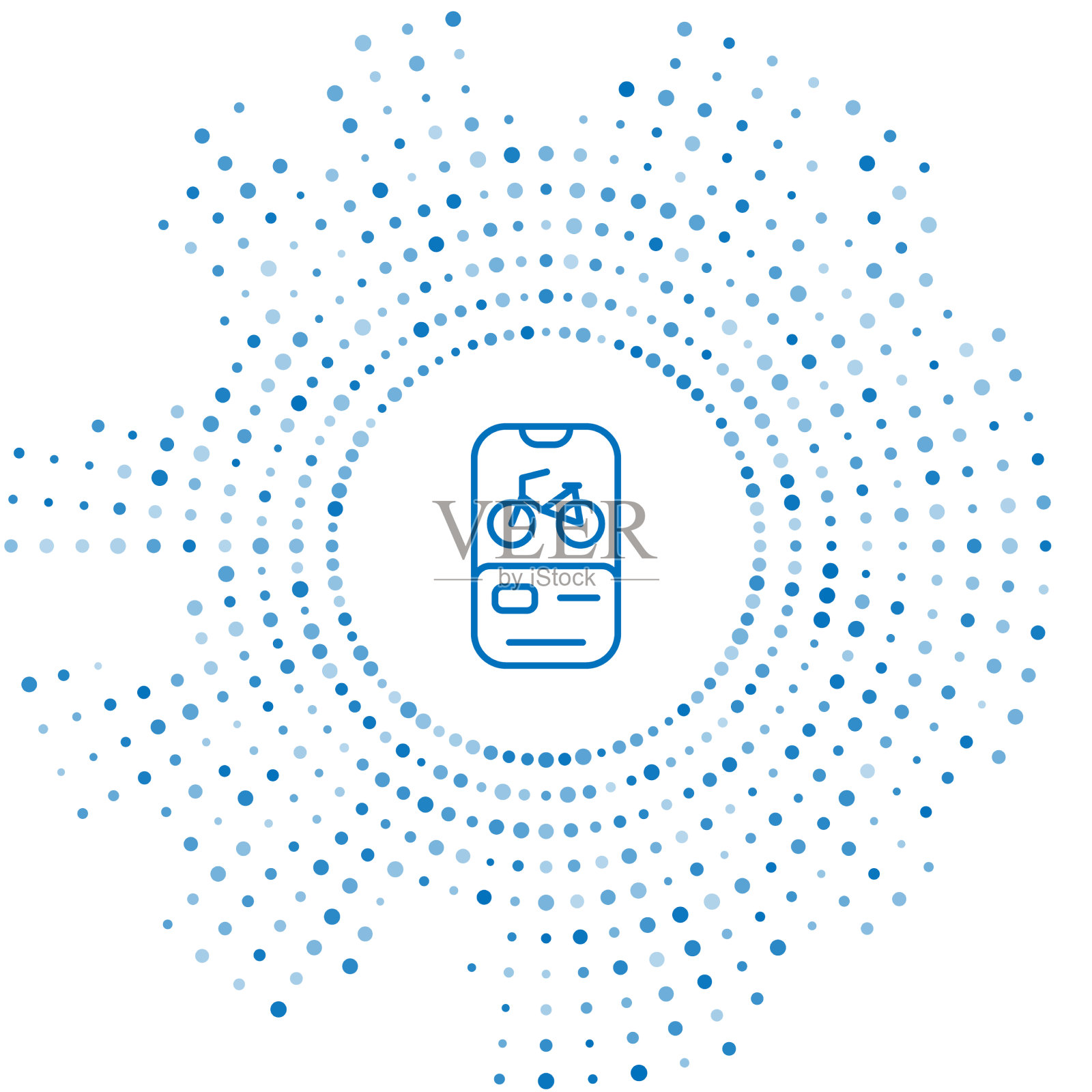 蓝线自行车出租手机应用图标孤立插画图片素材