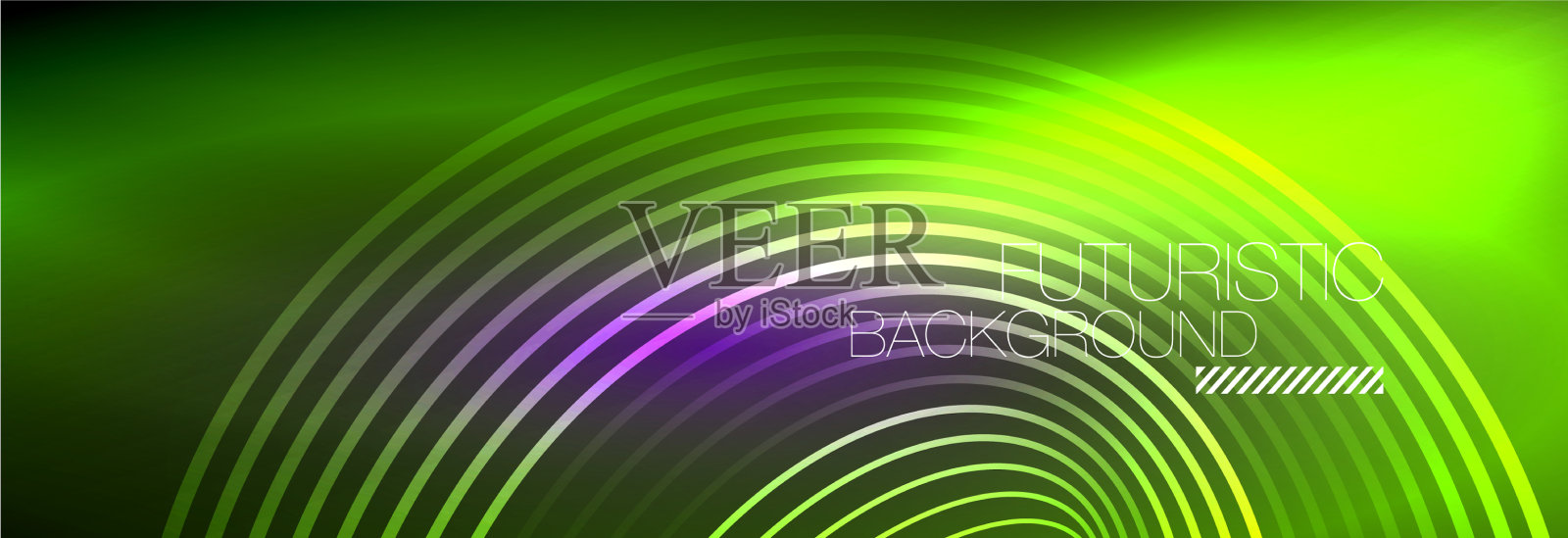 暗抽象背景与发光的霓虹灯圈插画图片素材