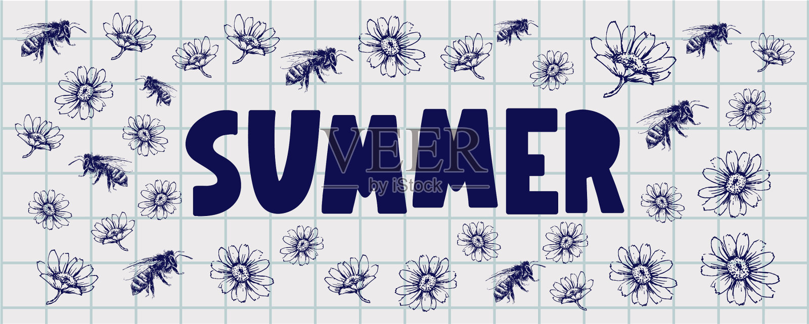 夏季出售横幅与鲜花信插画图片素材