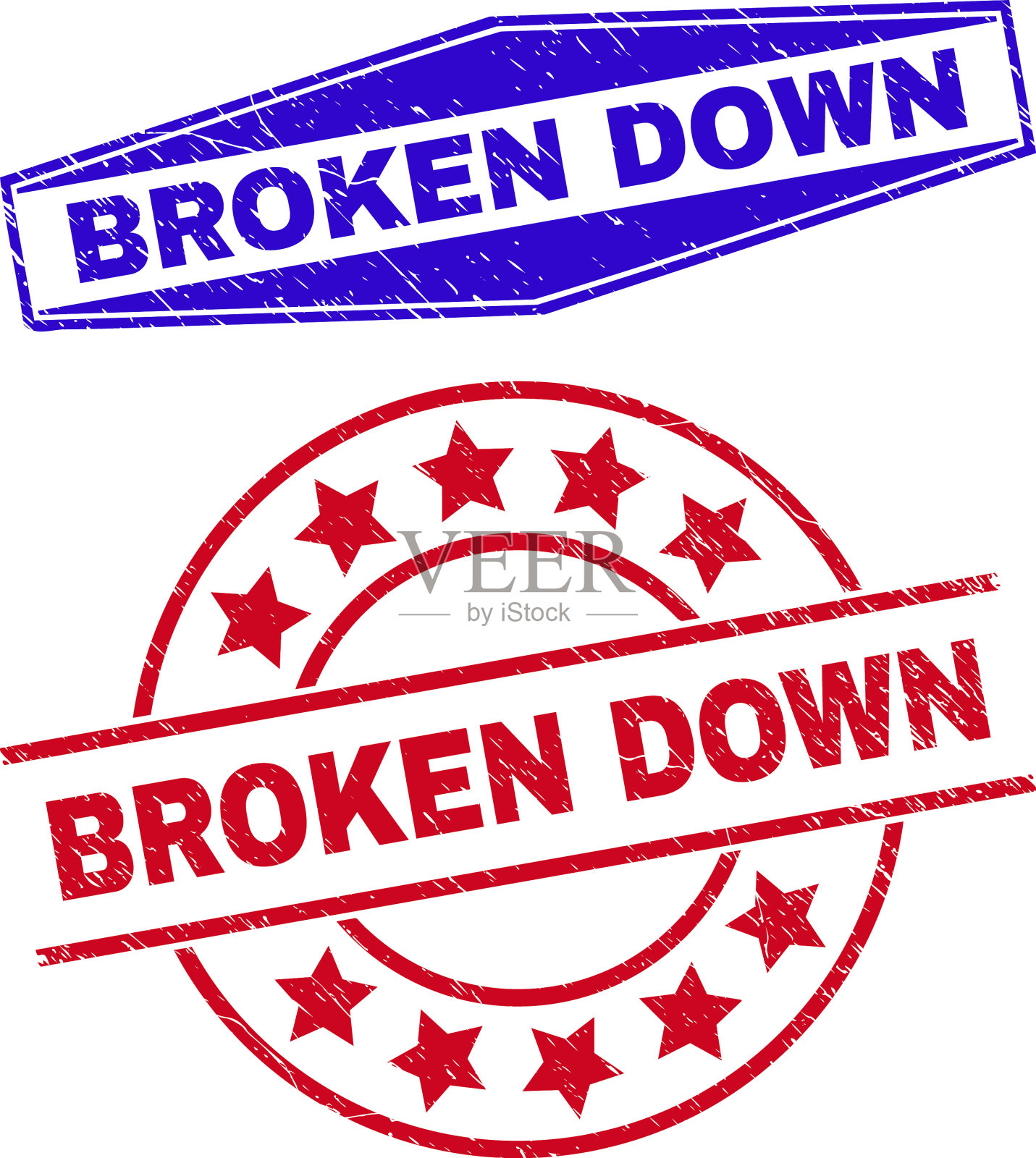 把垃圾邮票封条拆成圆圈和插画图片素材