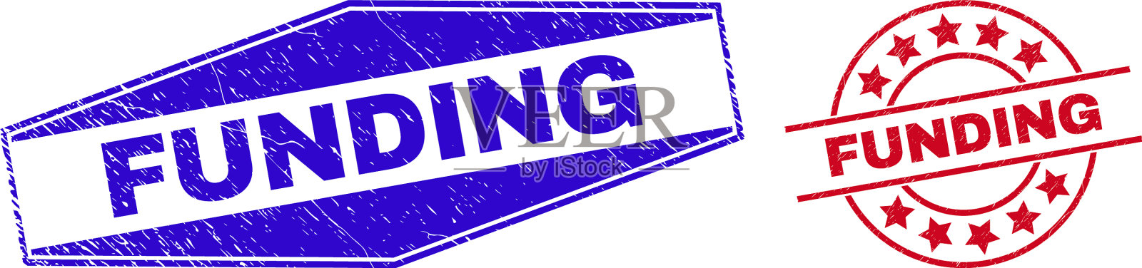 资助困境邮票圆形和六角形插画图片素材