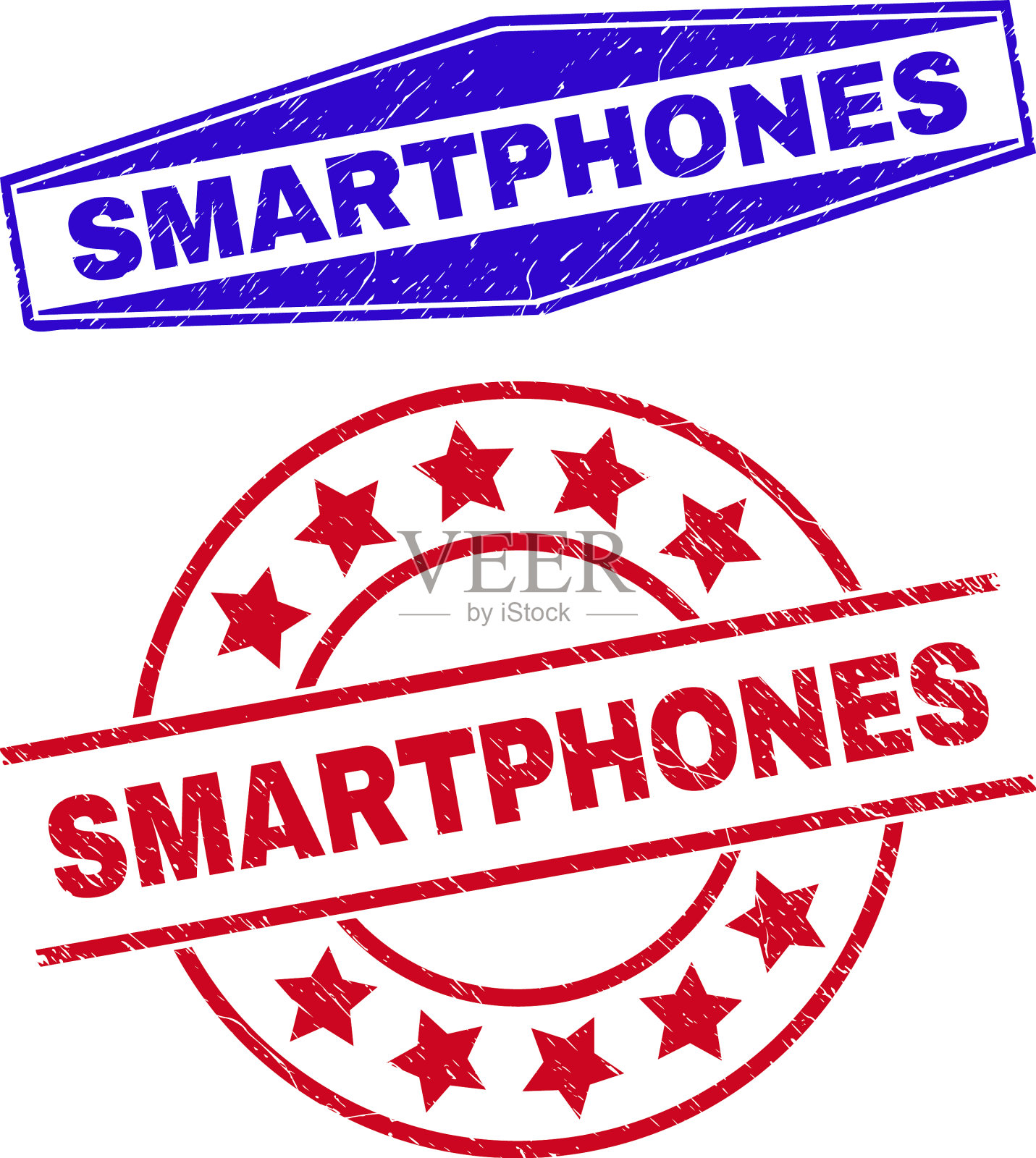 智能手机的密封圈有圆形和六边形插画图片素材