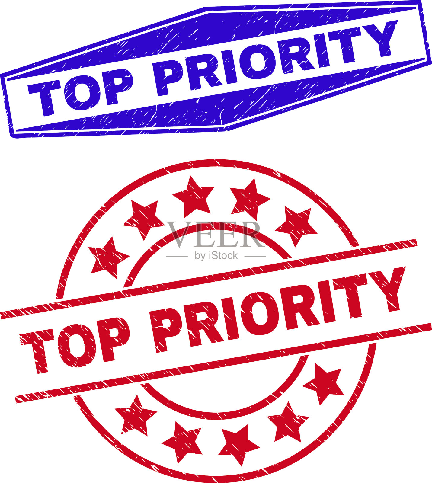 圆形和六角形橡胶徽章优先插画图片素材