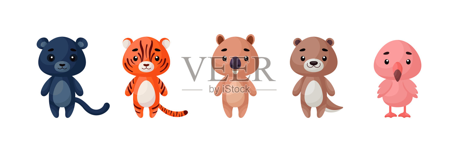 可爱动物集收集有趣的动物插画图片素材