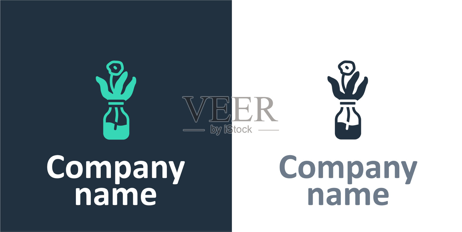 标志型花在玻璃瓶图标隔离上图标素材