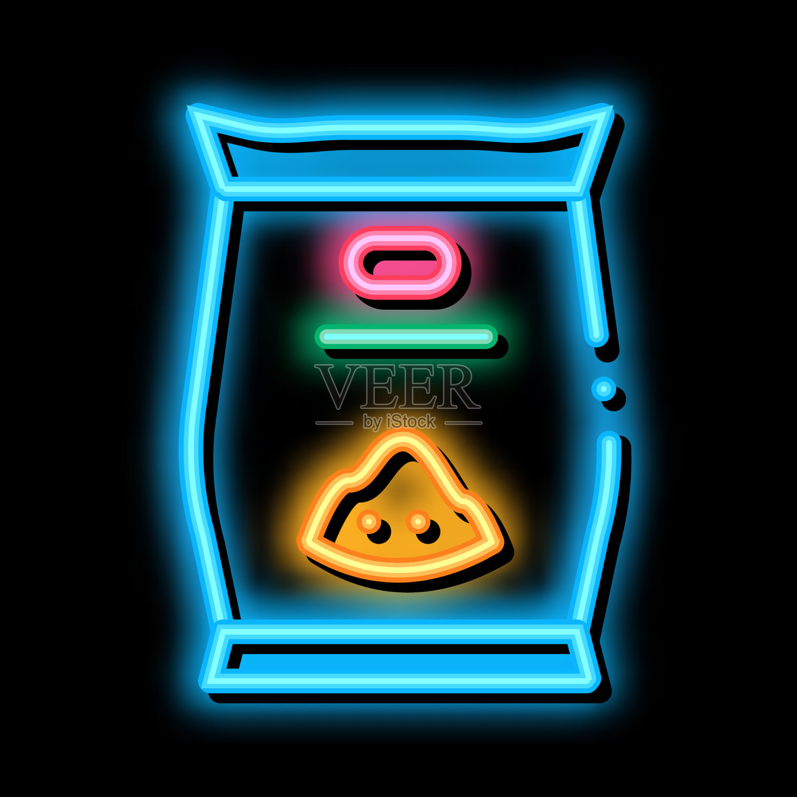 花籽袋霓虹灯辉光图标插画图片素材