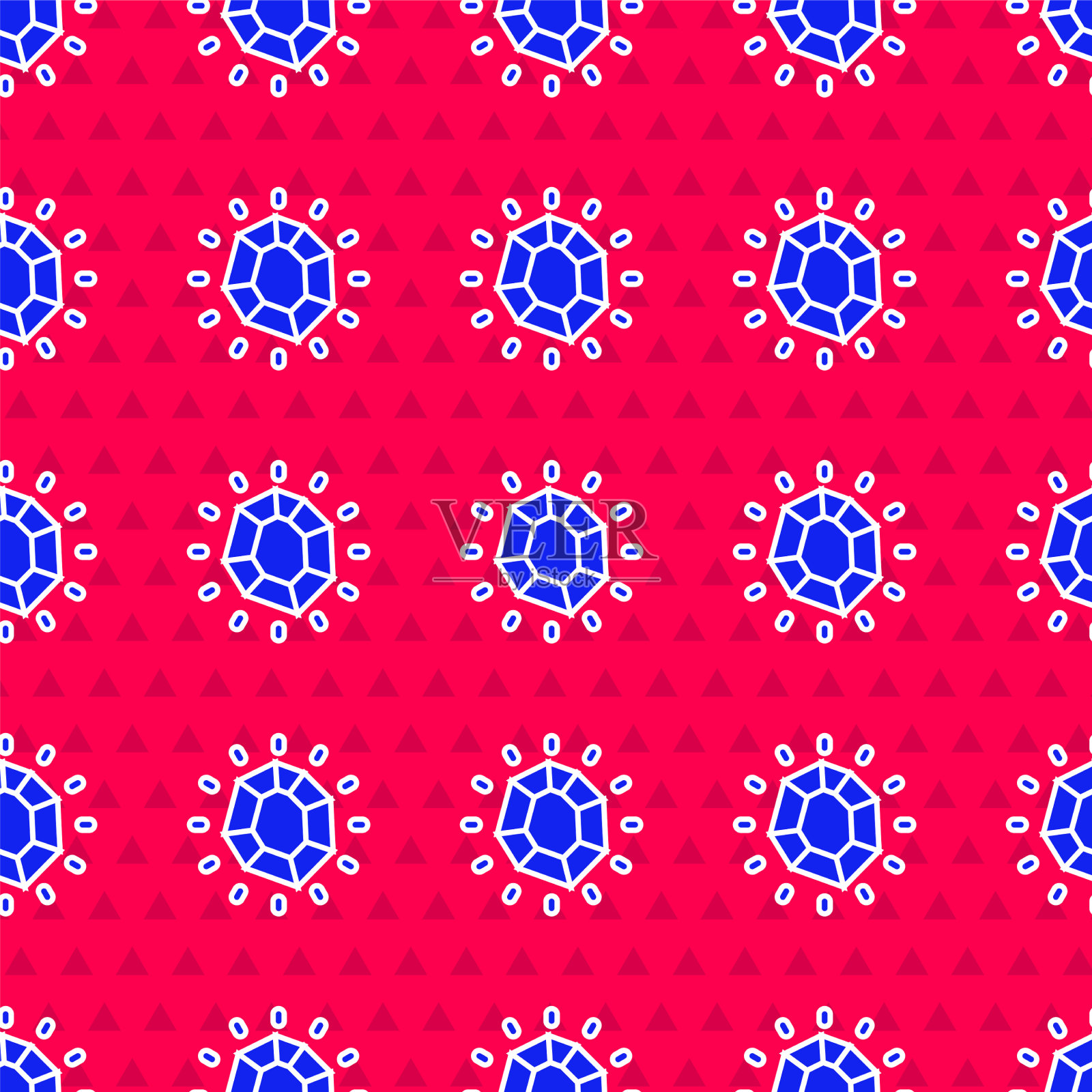 蓝色魔法石图标隔离无缝图案上插画图片素材