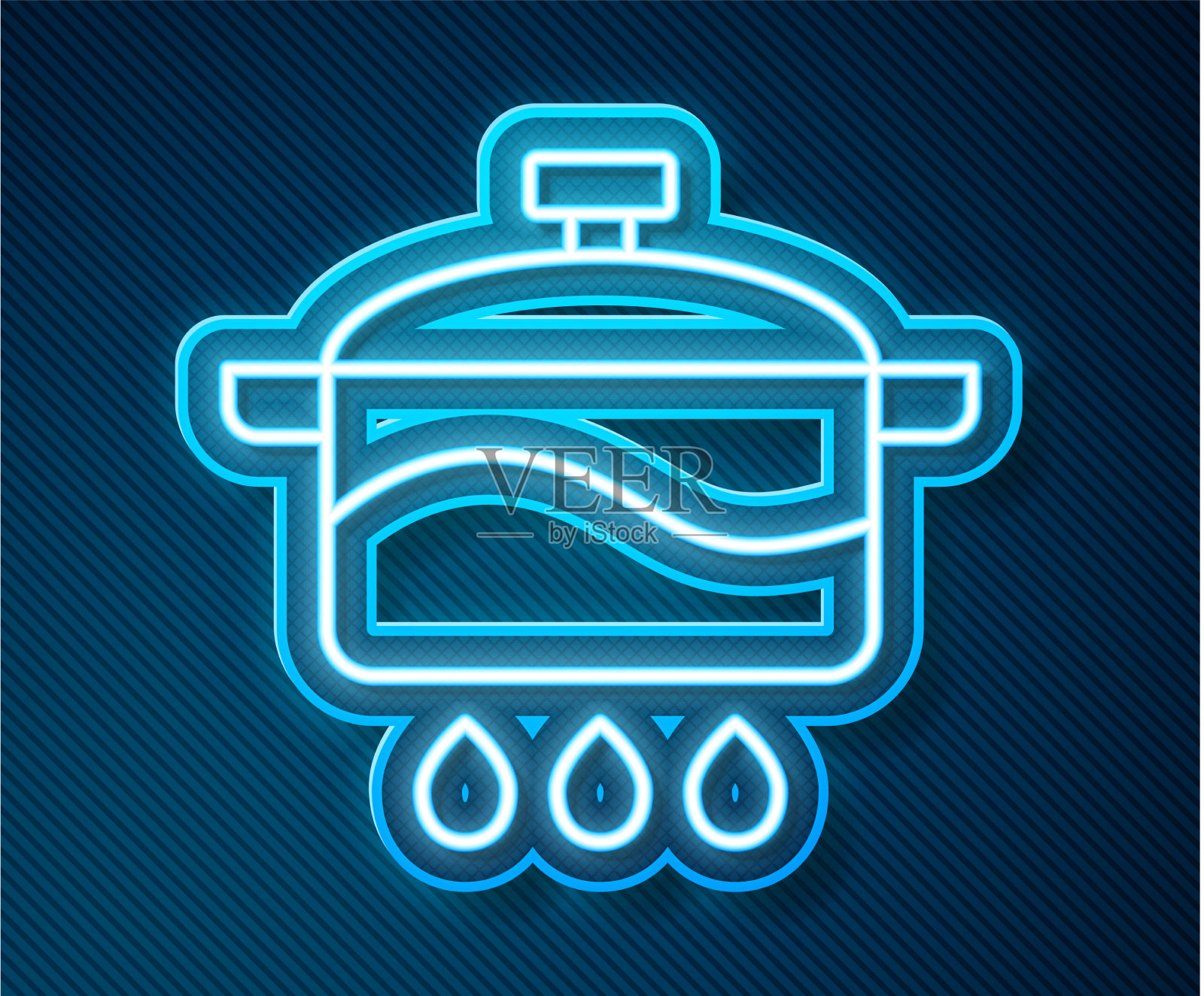 发光的霓虹灯线烹饪锅图标孤立上插画图片素材