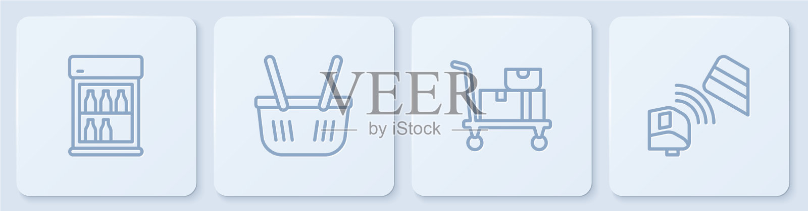 商用电冰箱、手扶车等设线图标素材