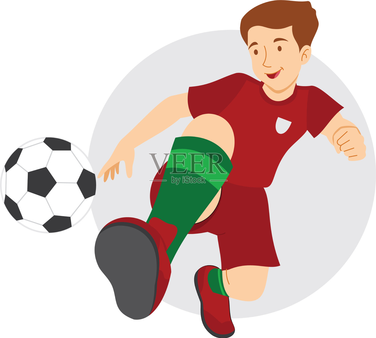 葡萄牙足球运动员踢球插画图片素材