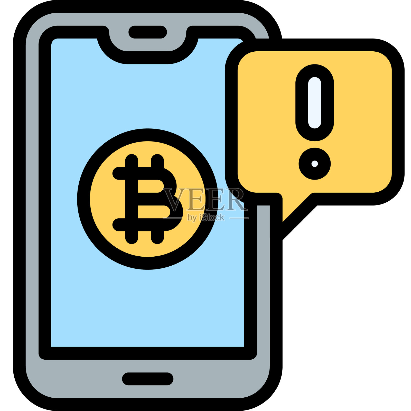 手机上的比特币图标是加密货币插画图片素材