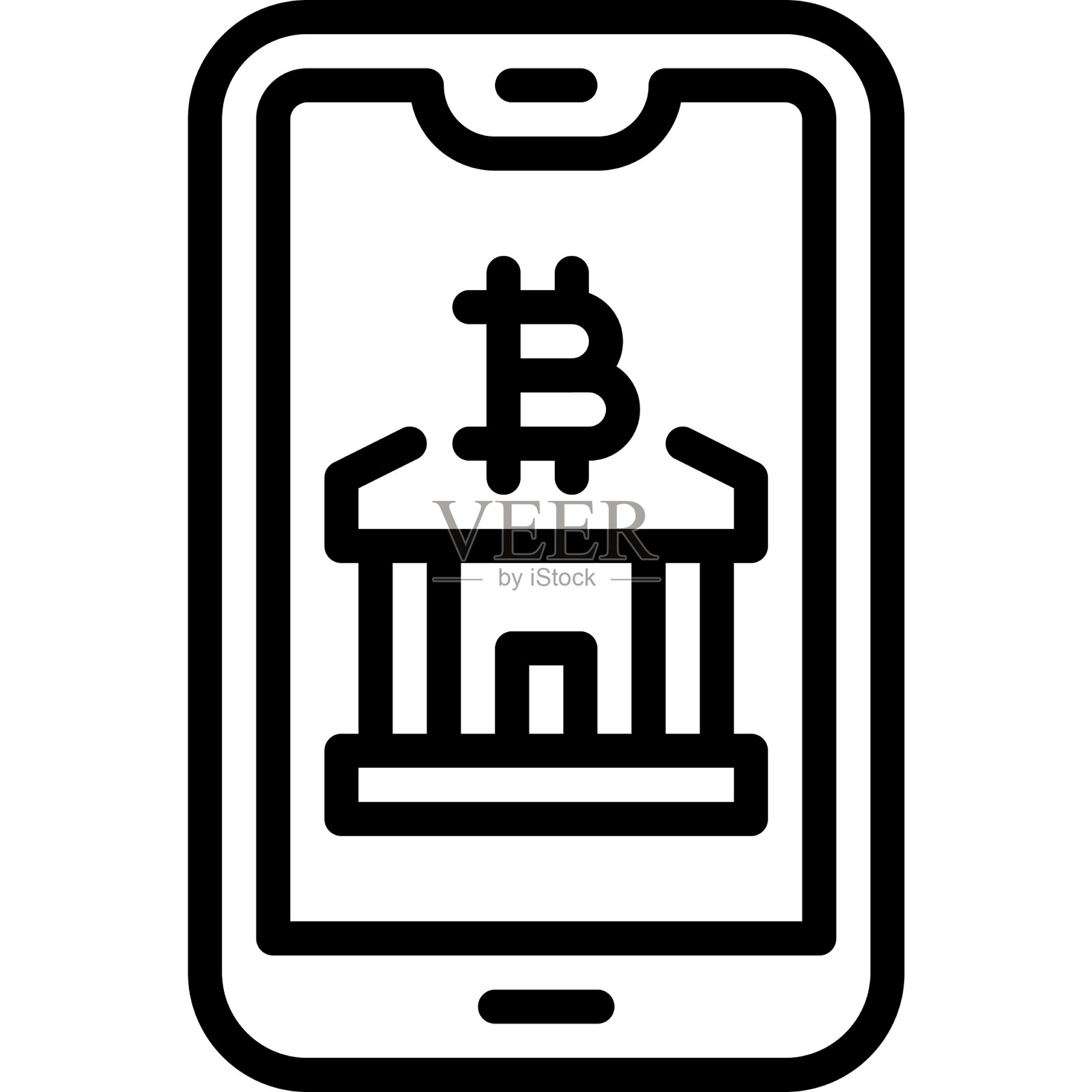 与加密货币相关的移动银行图标插画图片素材