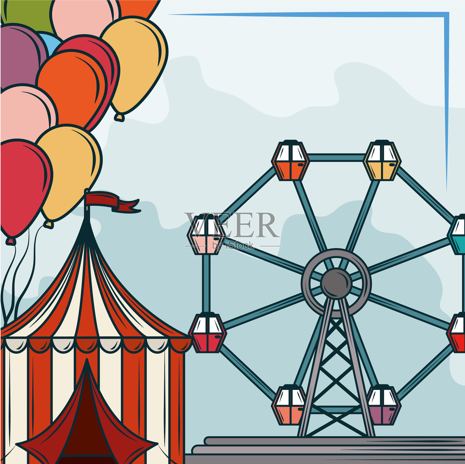 游乐场帐篷摩天轮插画图片素材