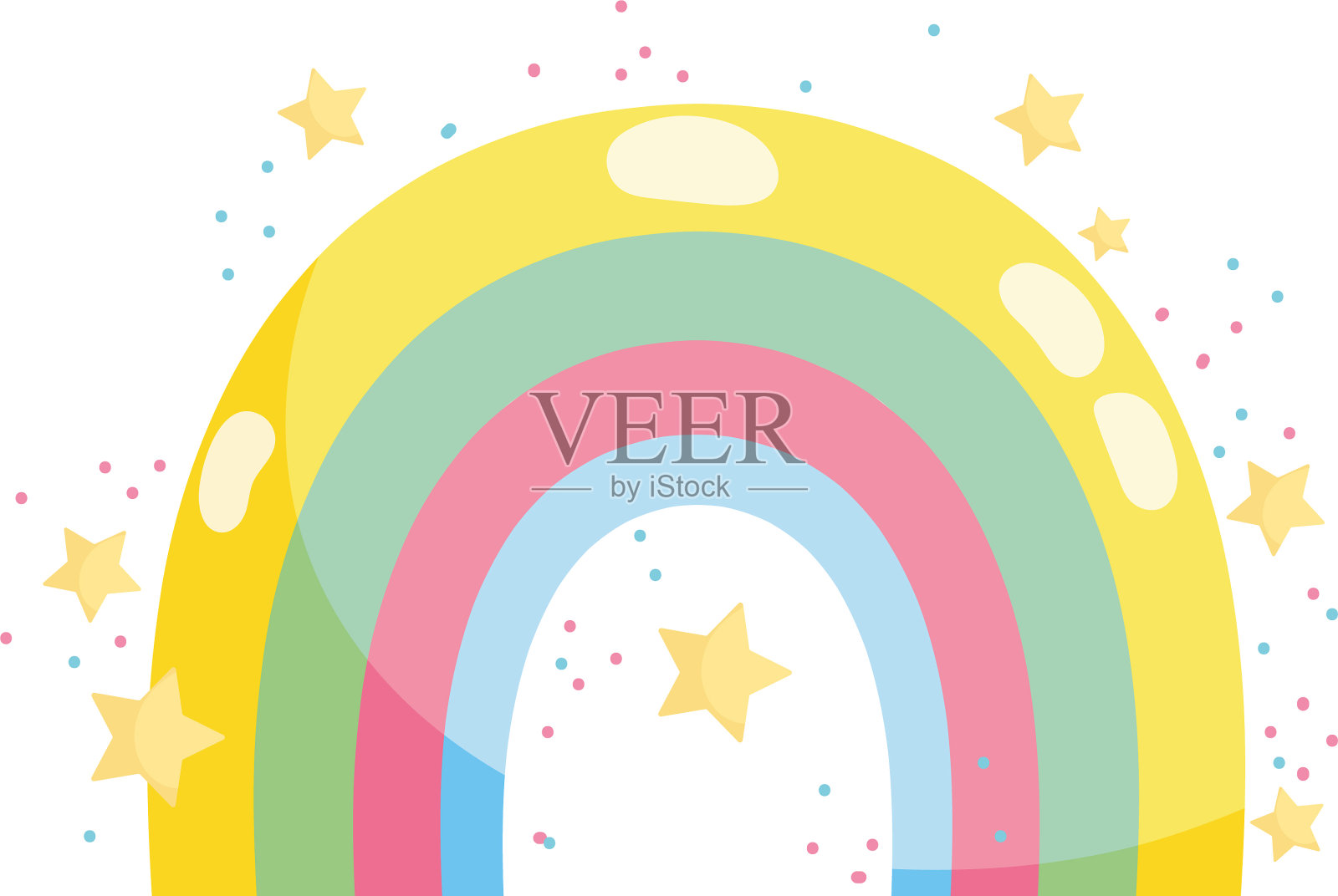 彩虹天气可爱插画图片素材