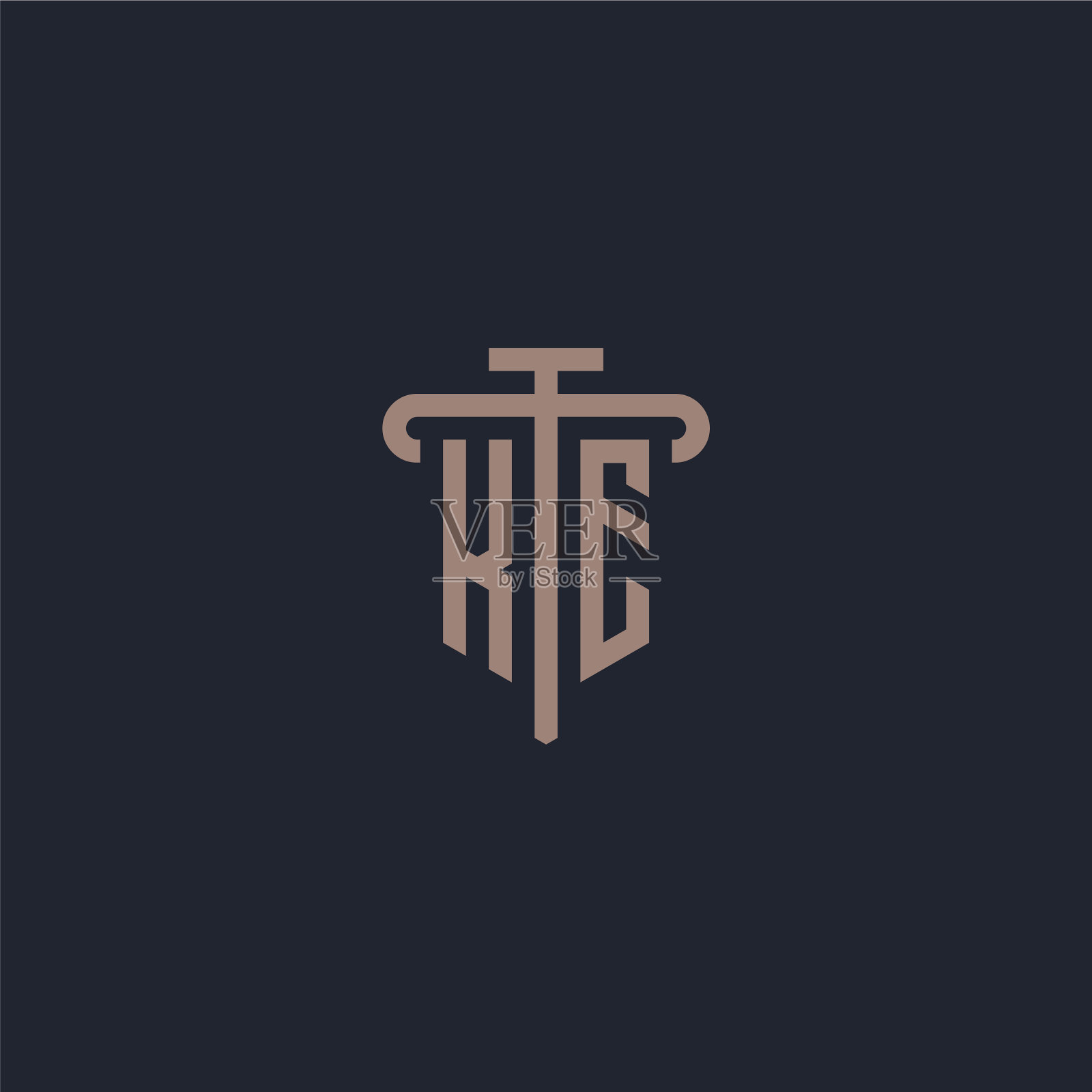 柯最初的标志字母组合与支柱图标设计插画图片素材