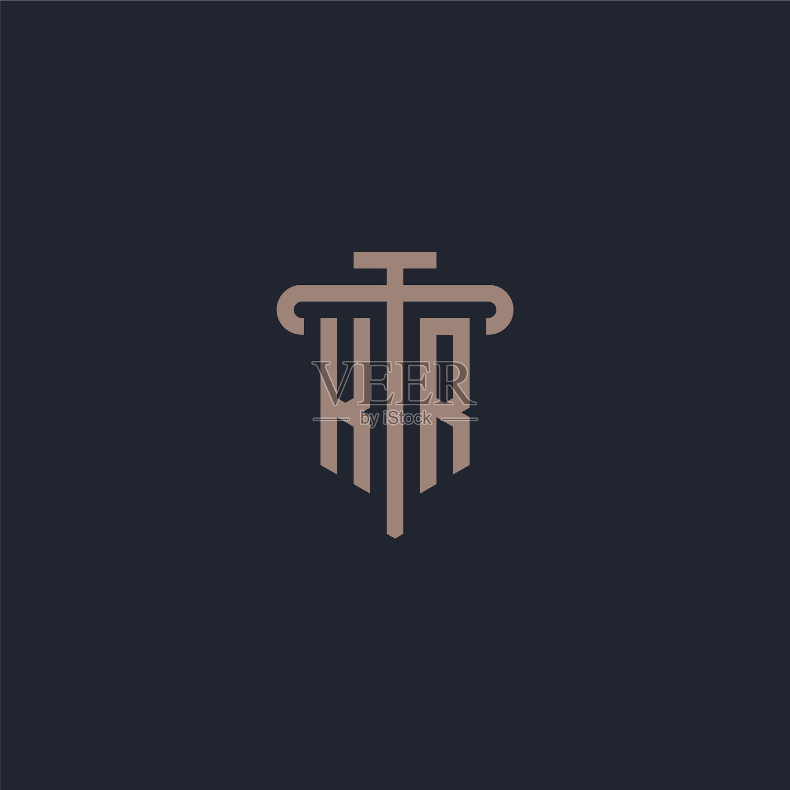 Kr最初的标志字母与支柱图标设计插画图片素材