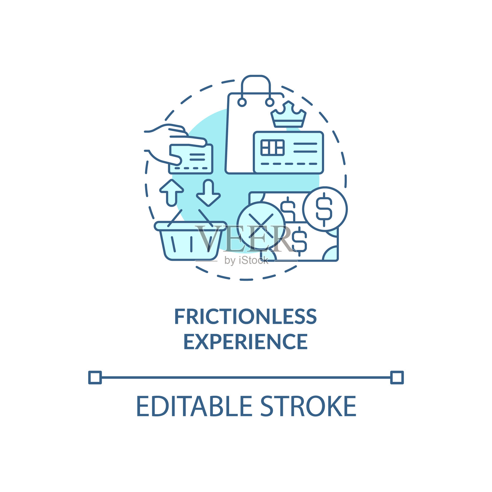 无摩擦体验蓝色概念图标插画图片素材