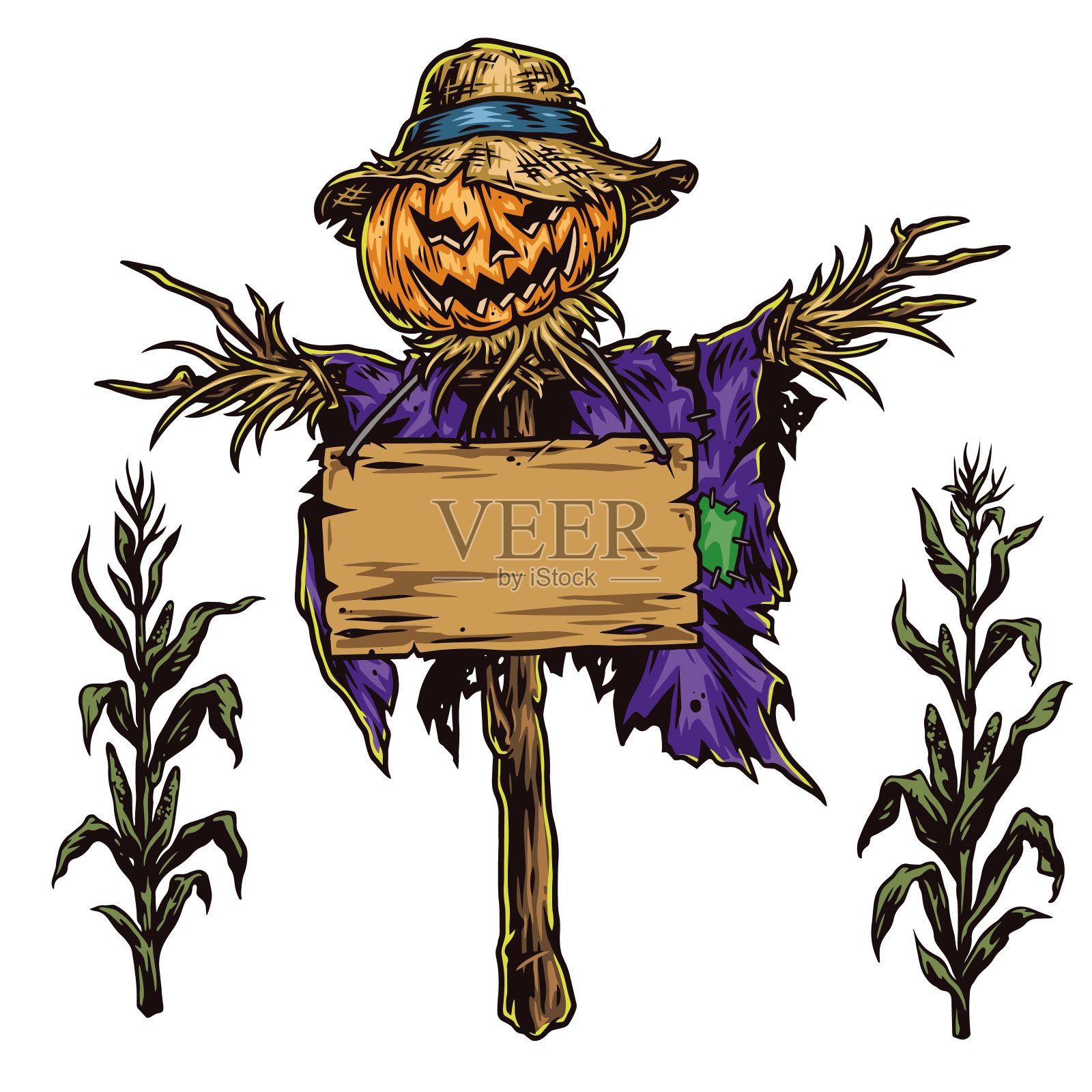 万圣节复古色彩概念插画图片素材