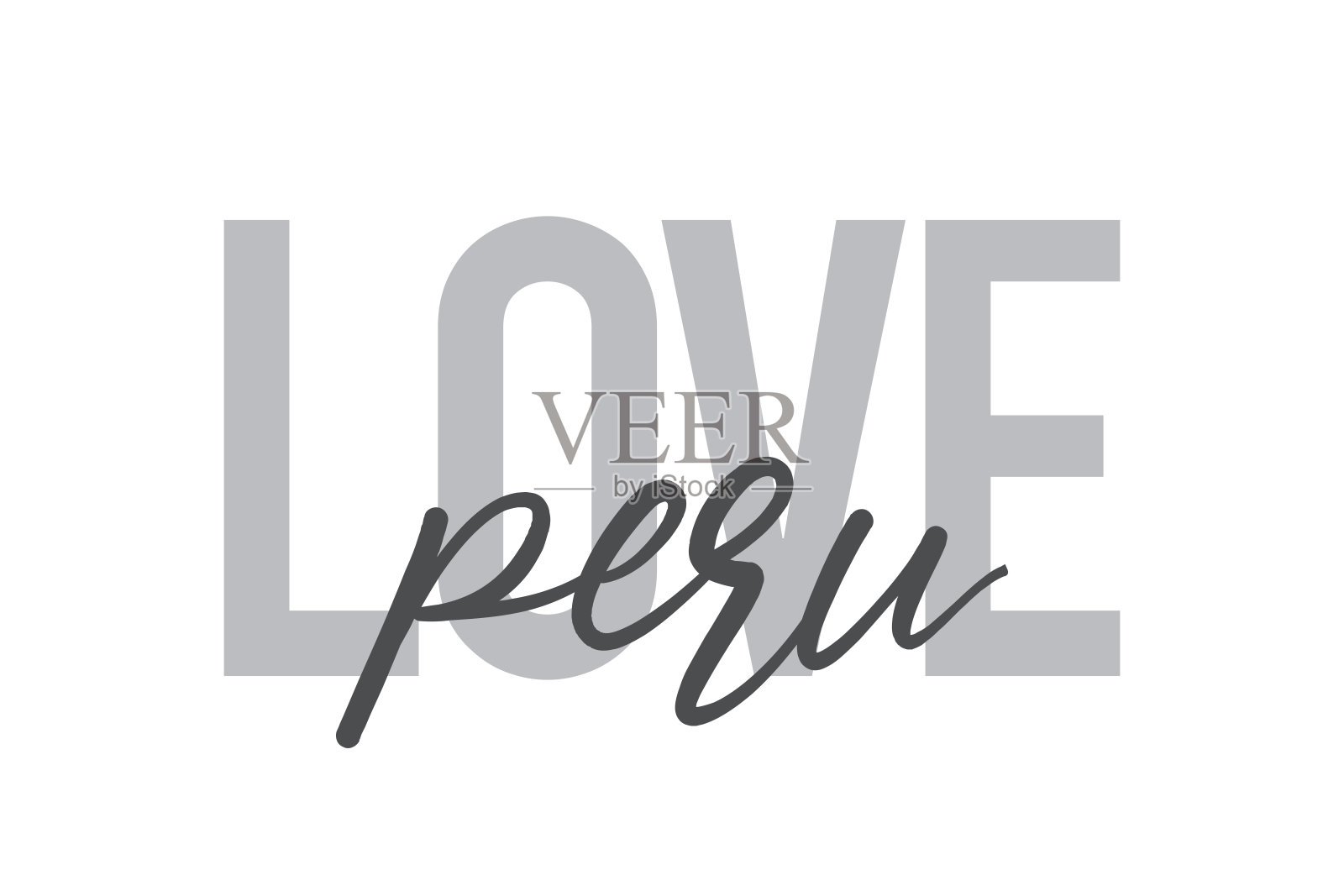 现代，简单，最小的字体设计说“爱秘鲁”灰色色调。酷，都市，时尚和好玩的图形矢量艺术插画图片素材