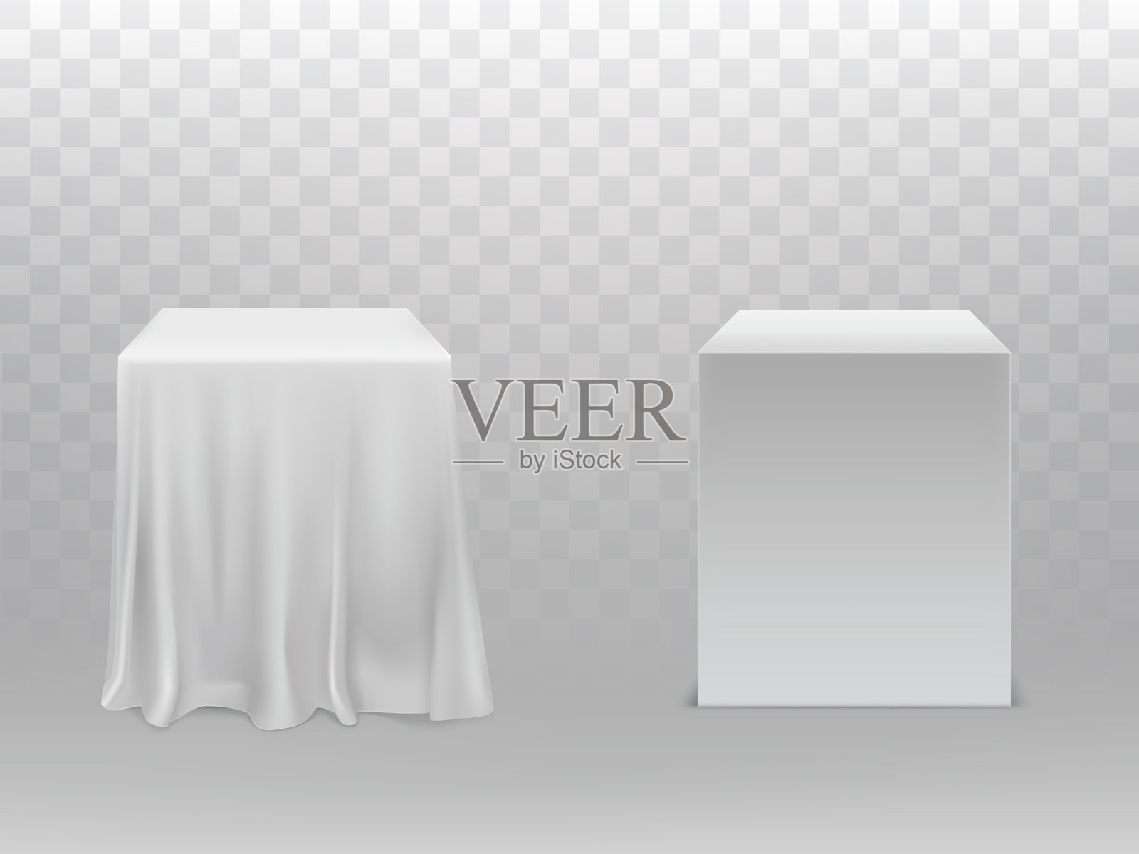 用白色方块或盒子制作模型插画图片素材