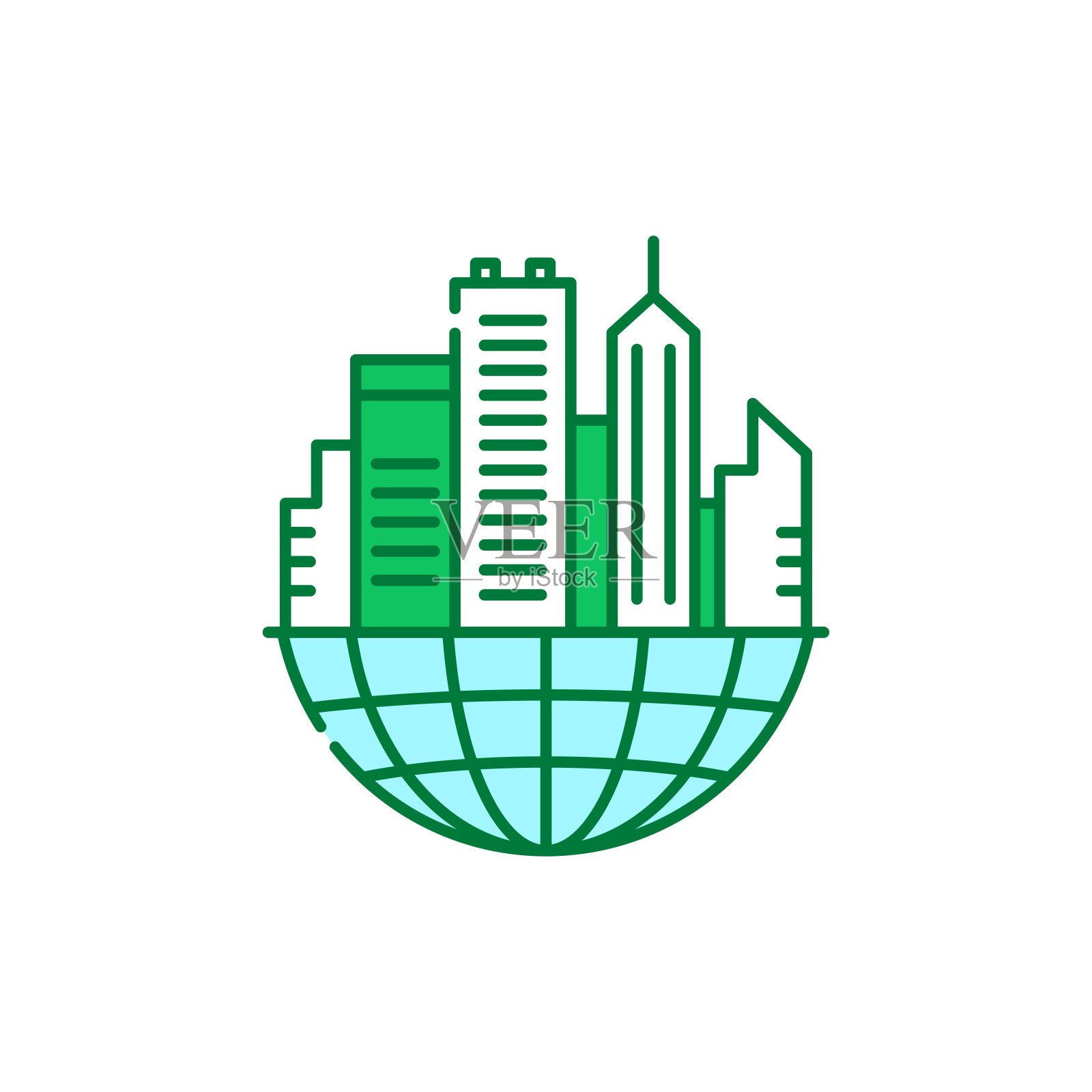 城市扩张彩色线图标。城市化。插画图片素材