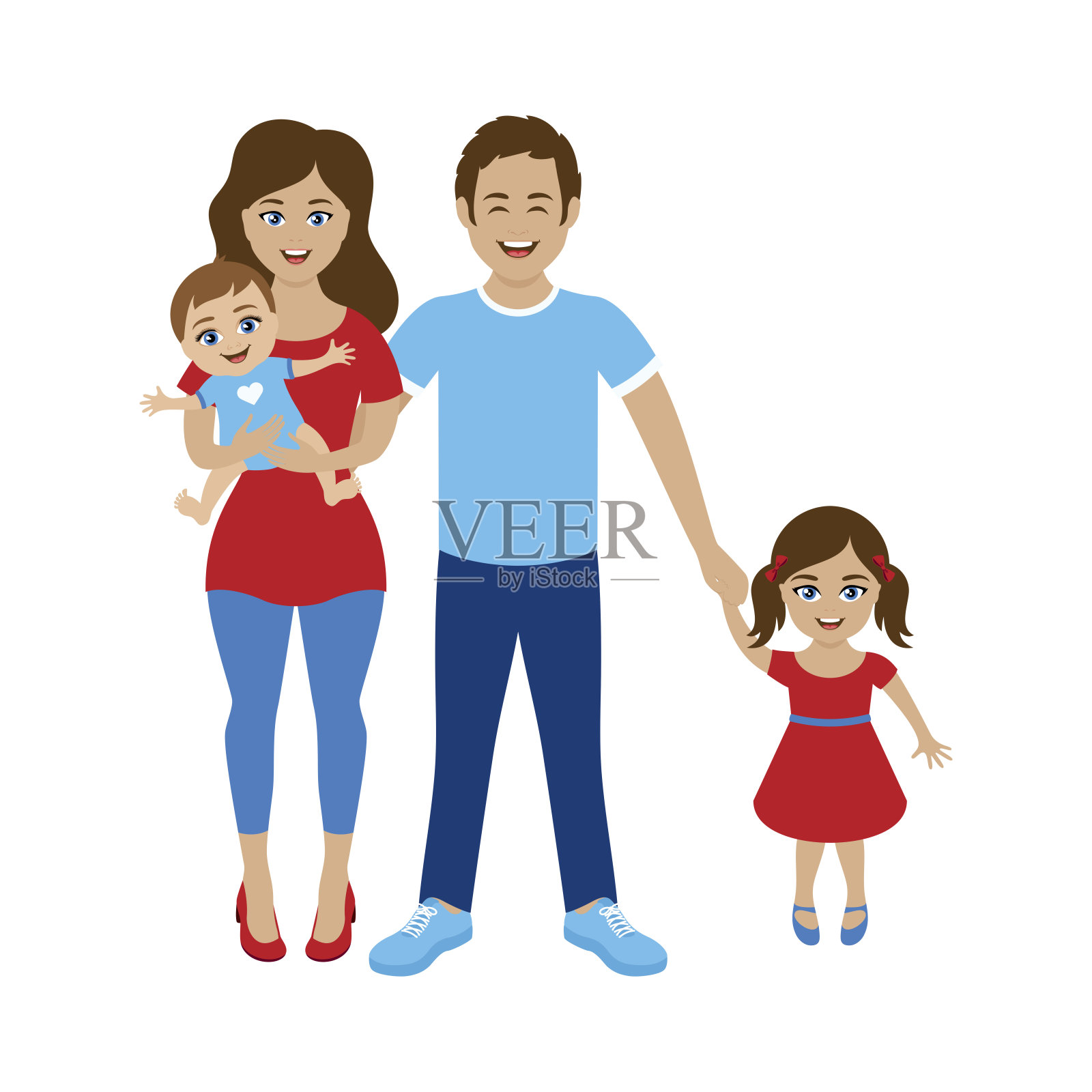 幸福的父母与孩子的图标矢量插画图片素材
