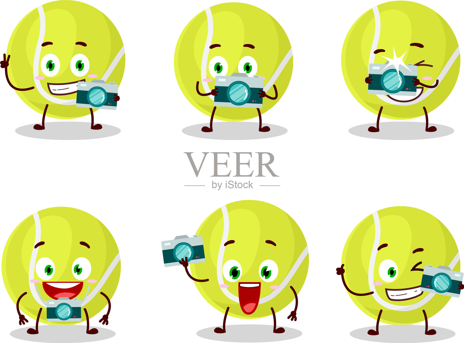 摄影师专业用网球表情符号插画图片素材