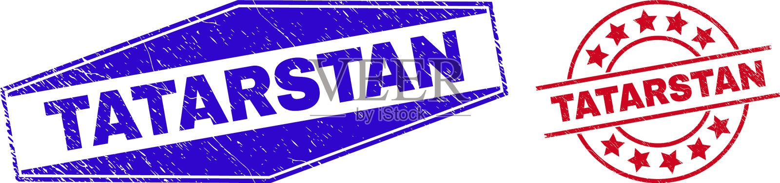 鞑靼斯坦腐蚀了圆形的水印插画图片素材