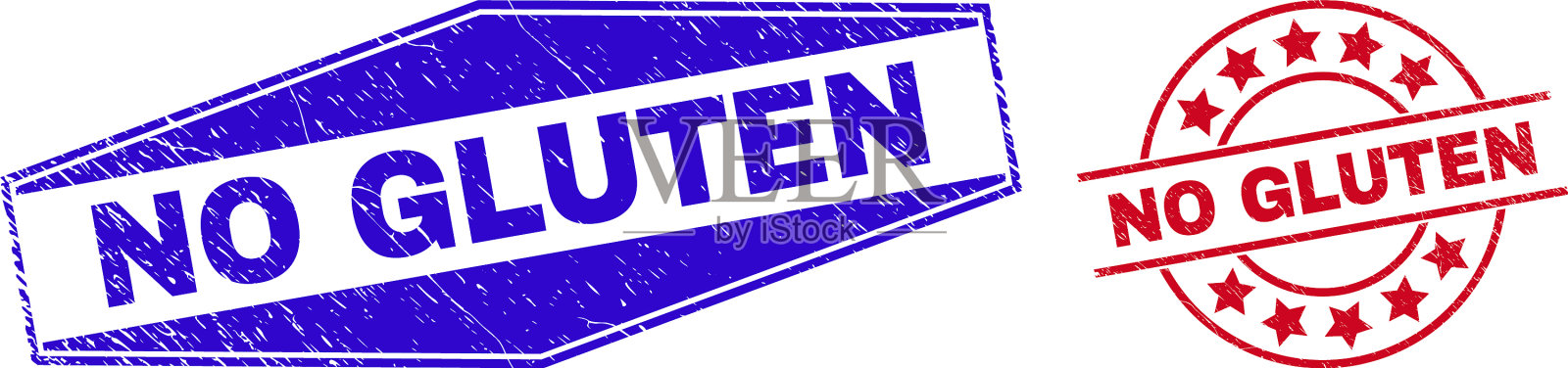 没有面筋纹理的圆形和六角形徽章插画图片素材