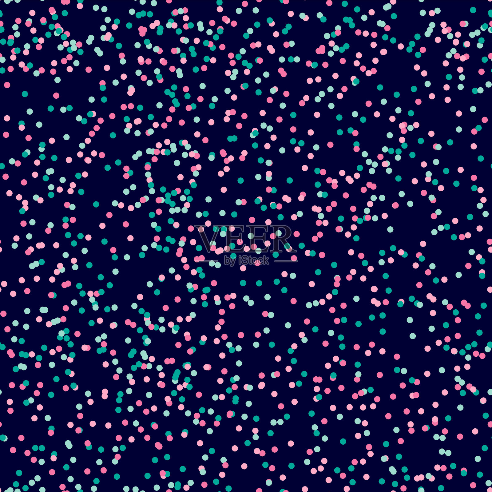 薄荷绿粉红色点在蓝色无缝模式插画图片素材