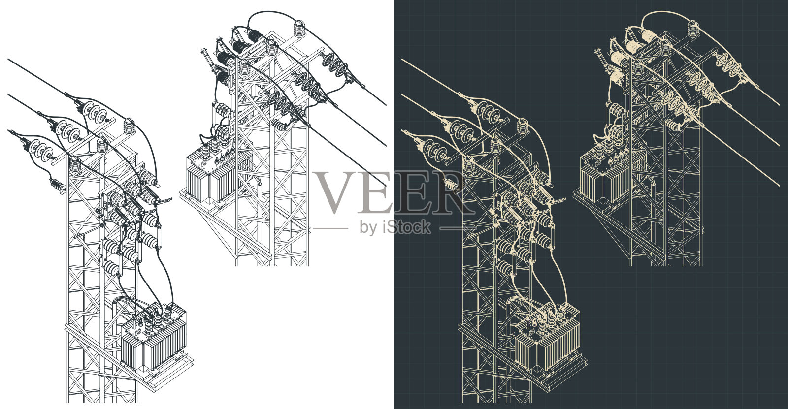 变电站平面图插画图片素材