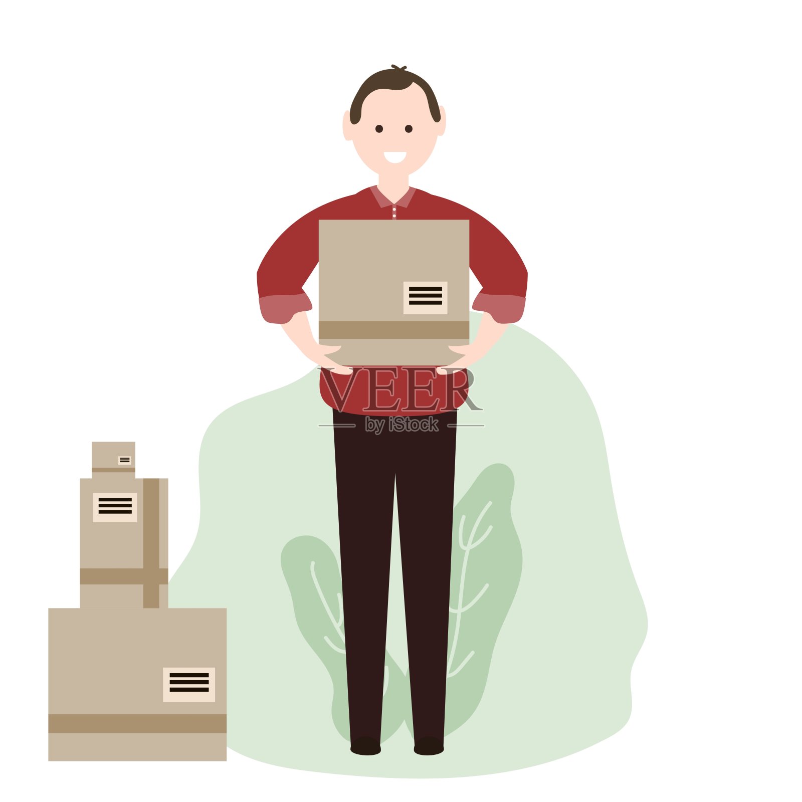 运送货物和产品的人。插画图片素材