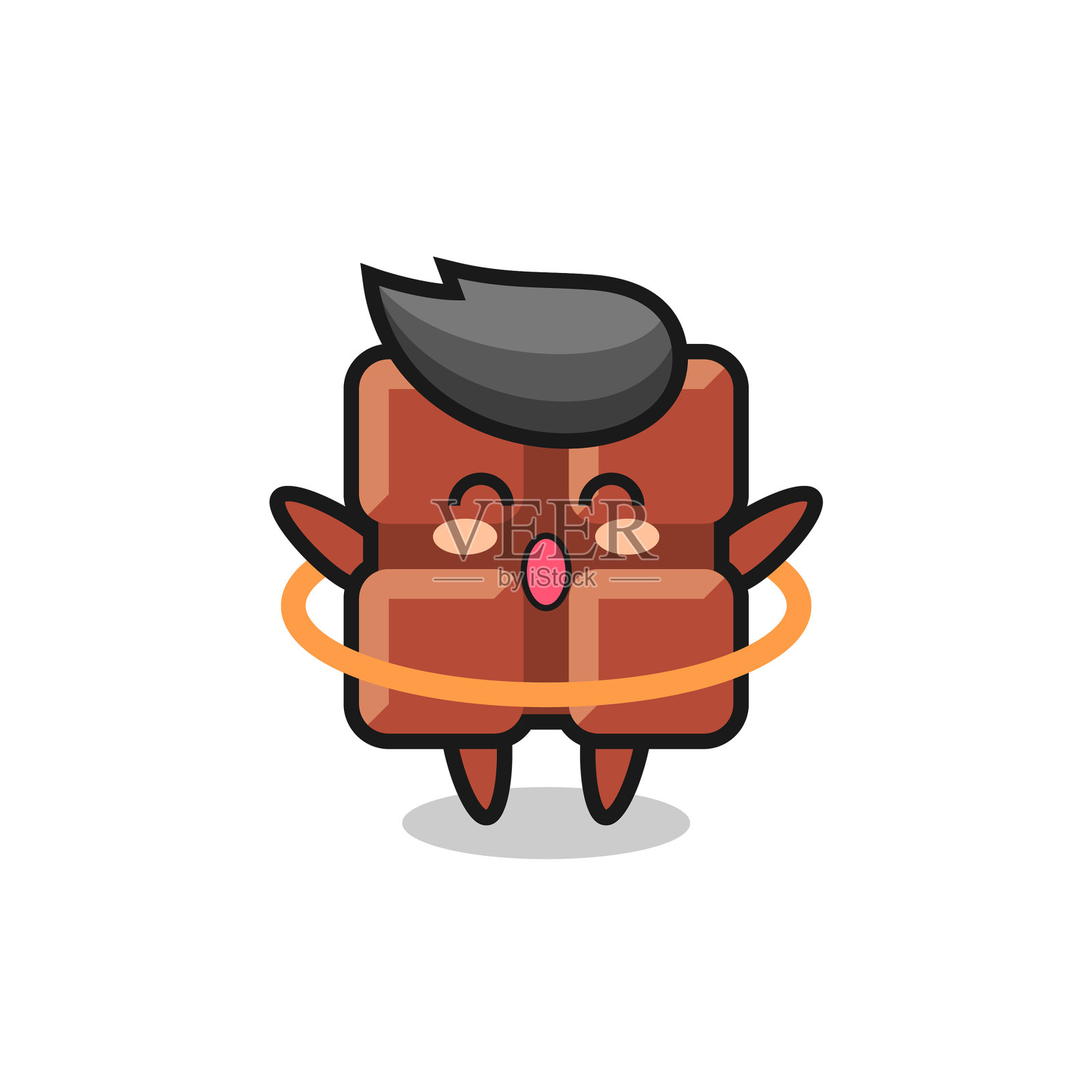 可爱的巧克力棒卡通正在玩呼啦圈插画图片素材