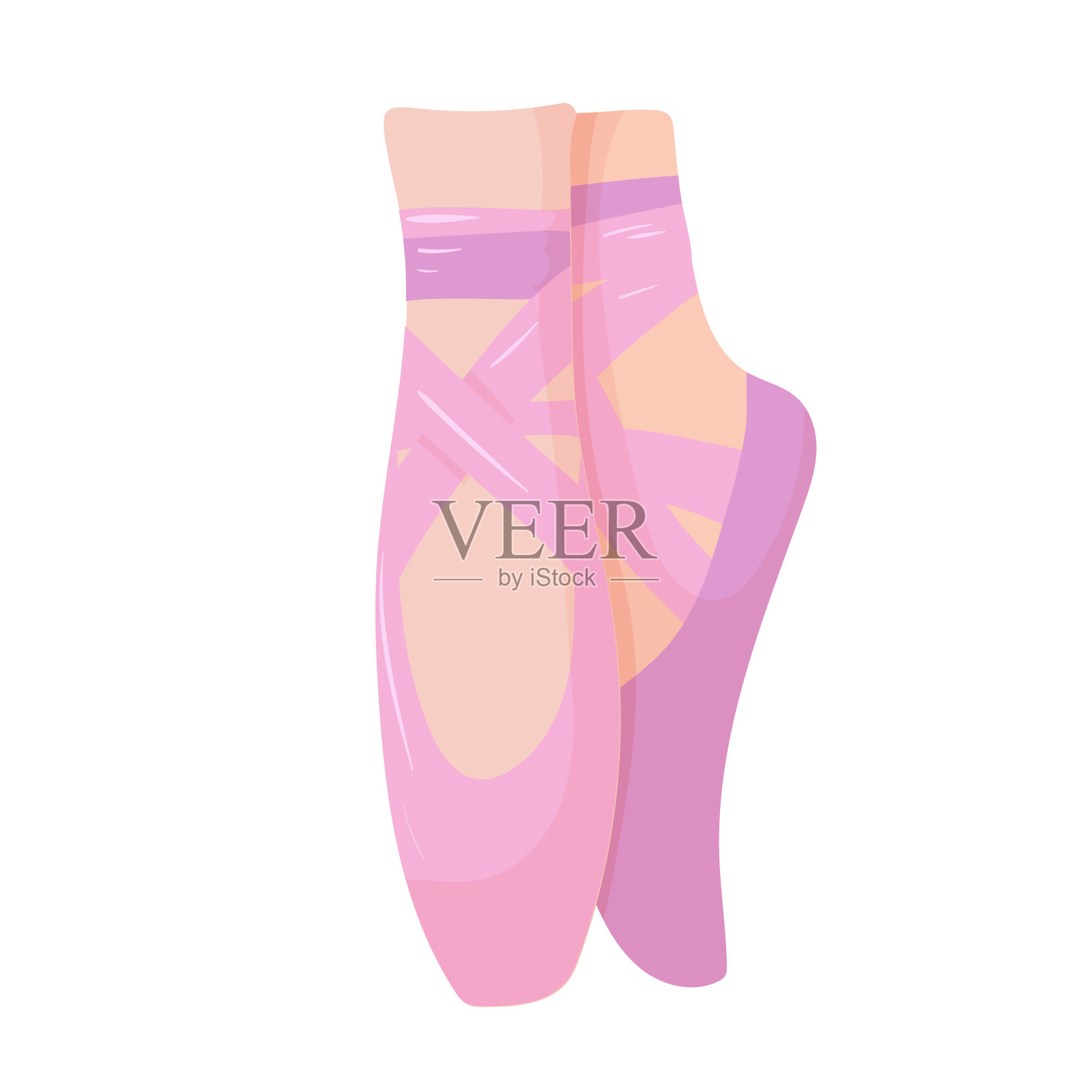 脚上穿尖头鞋。芭蕾舞鞋。矢量插图孤立的白色背景。插画图片素材