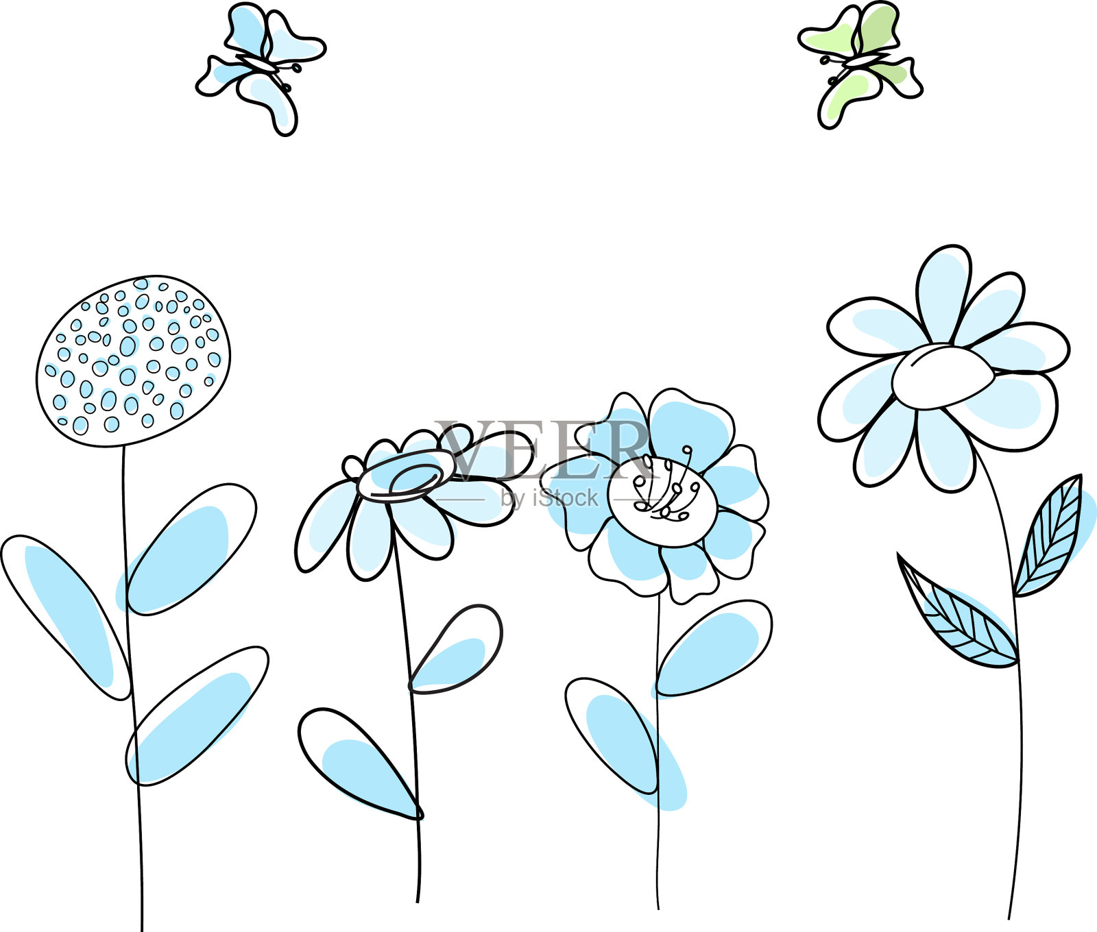 涂鸦画花插画图片素材