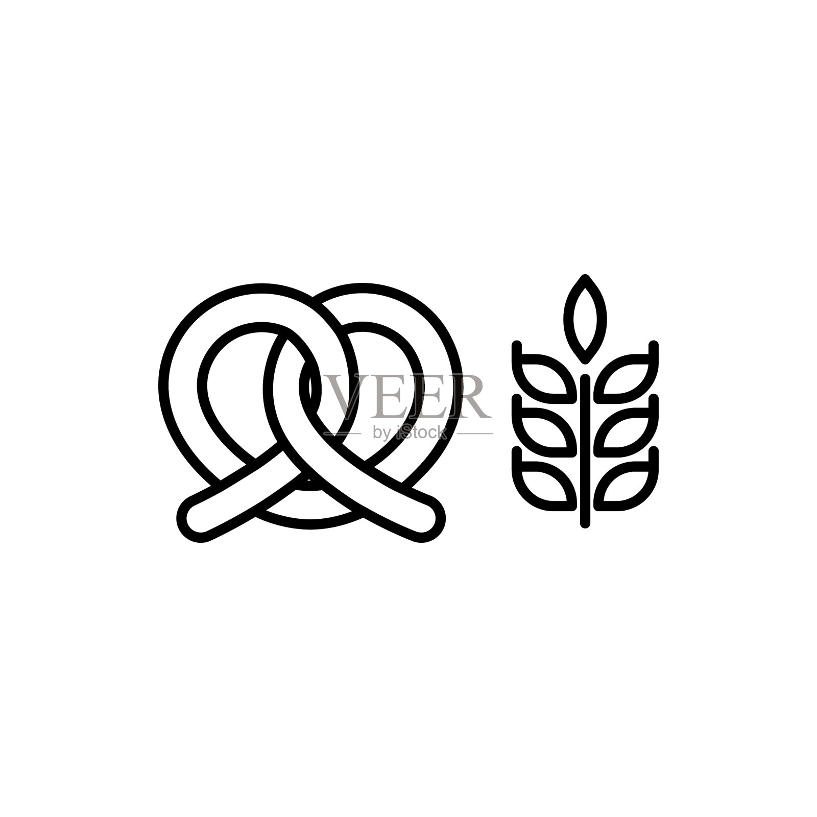 图形椒盐卷饼图标插画图片素材