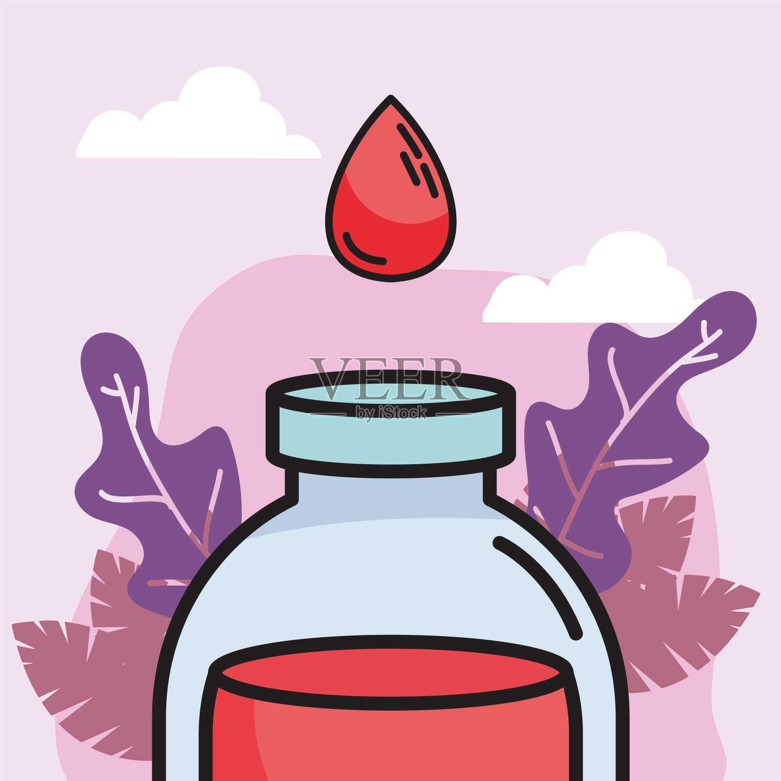 血罐和血滴插画图片素材