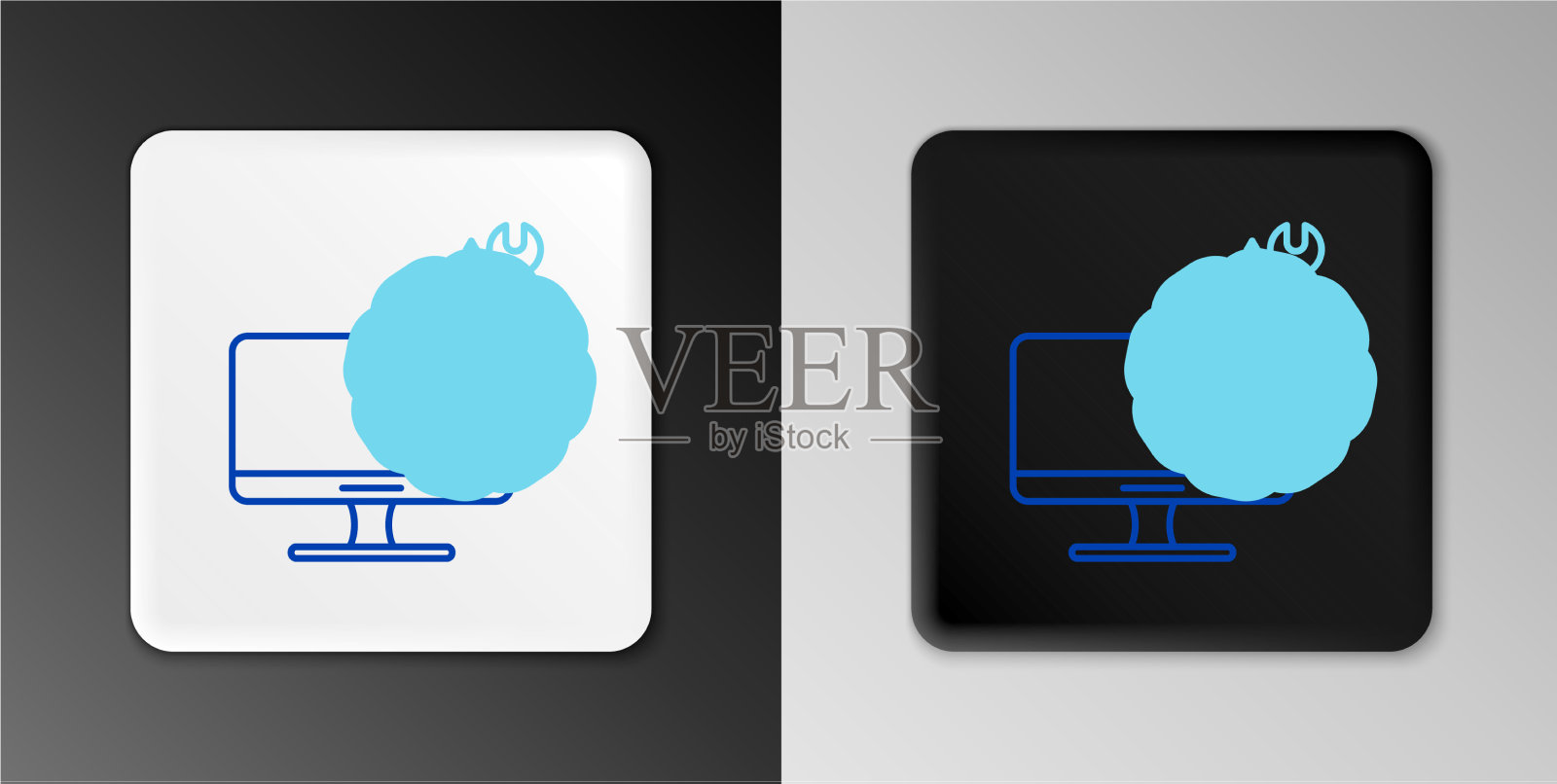 用螺丝刀和扳手把电脑显示器排成一行图标素材