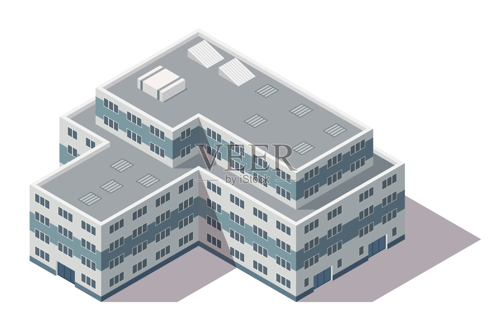 城市或城镇的等距高层建筑设计元素图片