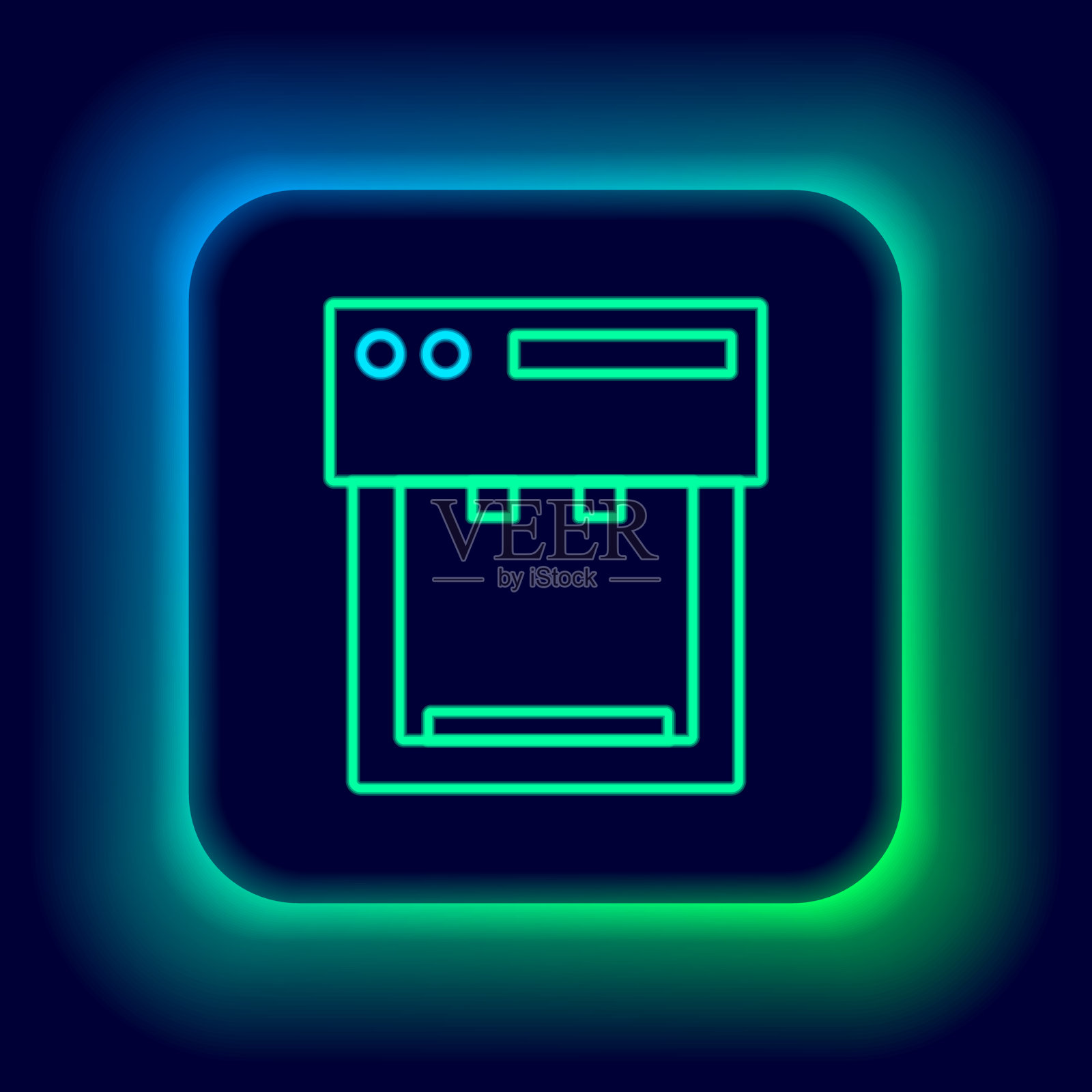 发光的霓虹灯线咖啡机图标孤立上插画图片素材