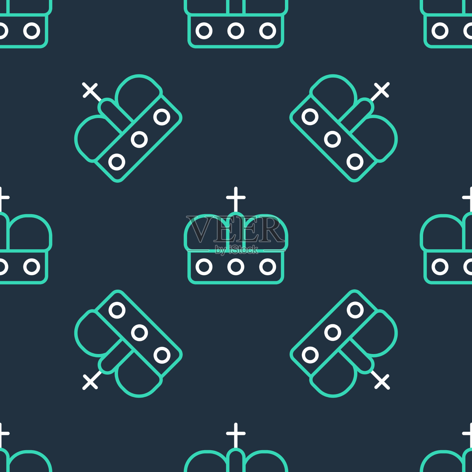 线皇冠西班牙图标孤立无缝模式图标素材